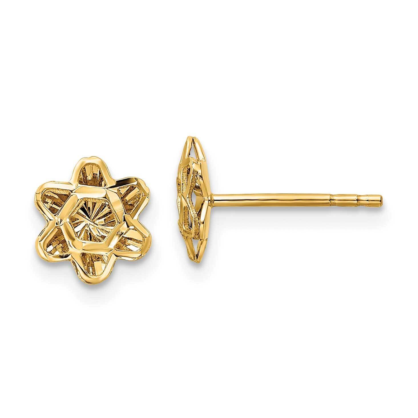 Diamond-Cut Floral Post Earrings 14k Gold TE970