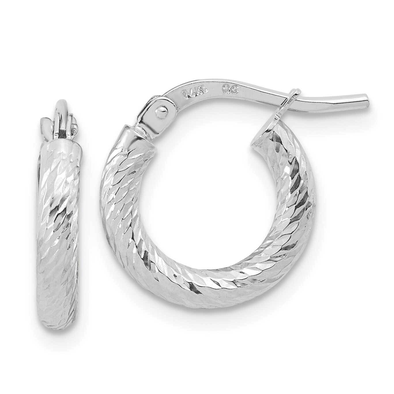 Diamond-Cut 2.4mm Hoop Earrings 14k White Gold Polished TF1964W