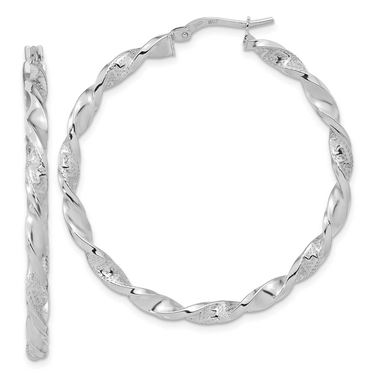 Textured Twisted Hoop Earrings 14k White Gold Polished TF1972W, MPN: TF1972W, 191101785757