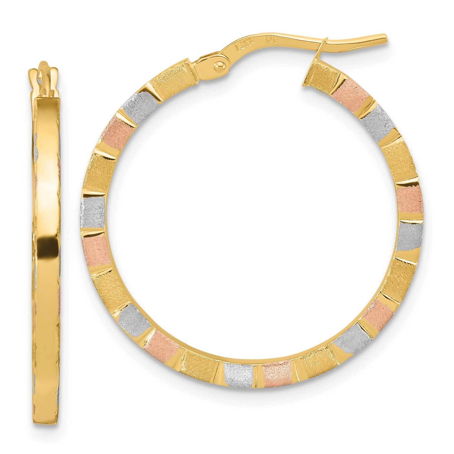 White &amp; Rose Rhodium Polished &amp; Satin Hoop Earrings 14k Gold TF1974, MPN: TF1974, 191101785733