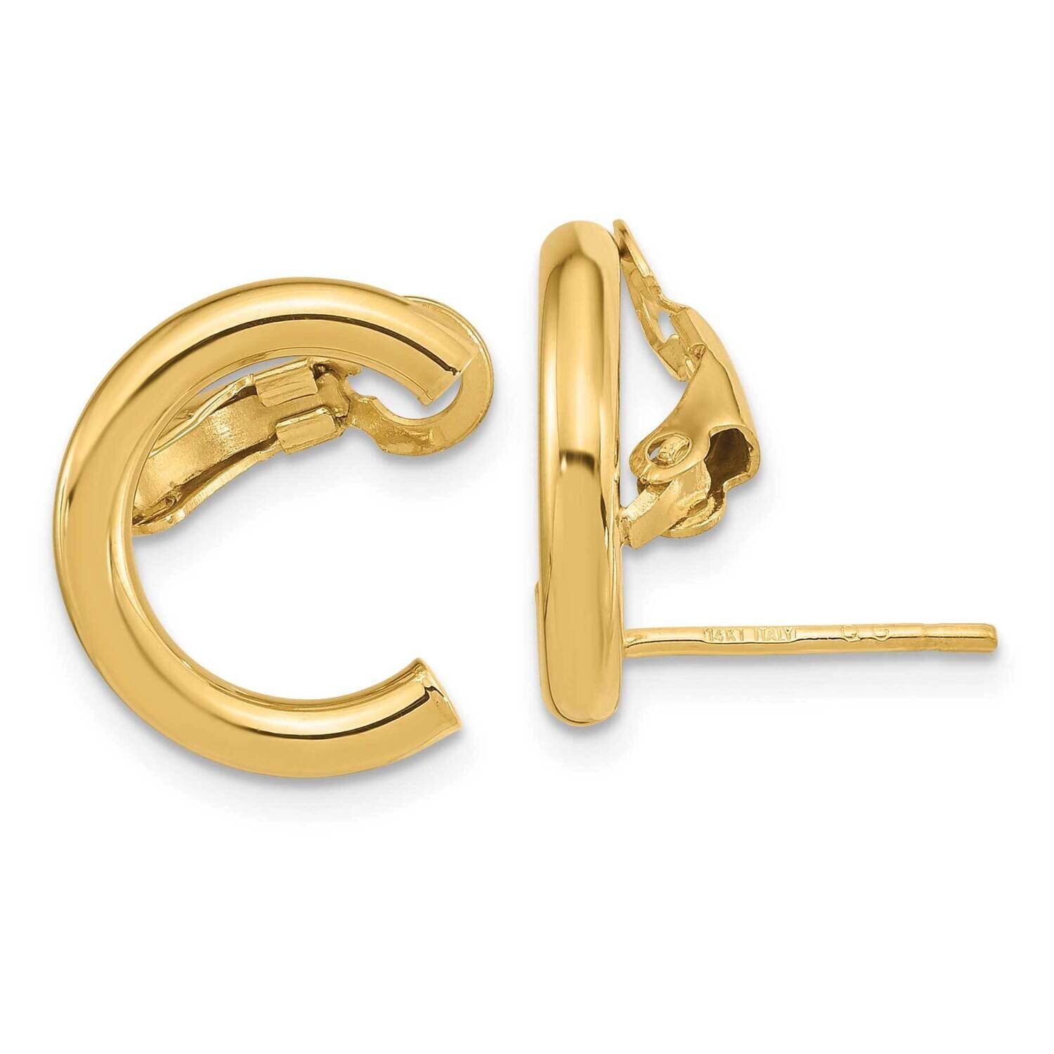 U Shape Clip On & Post Earrings 14k Gold Polished TF1975