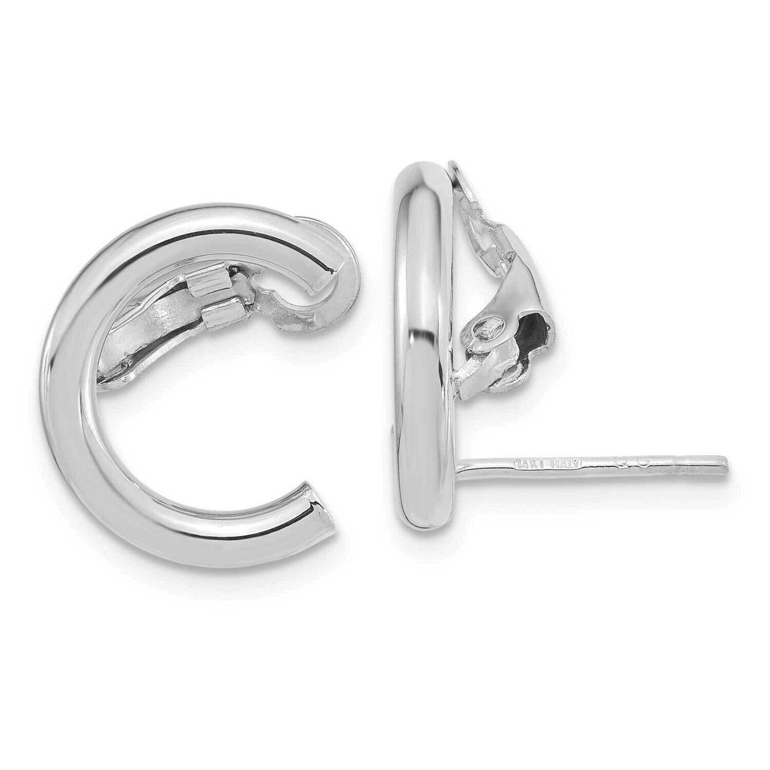U Shape Clip On &amp; Post Earrings 14k White Gold Polished TF1975W, MPN: TF1975W, 191101785719