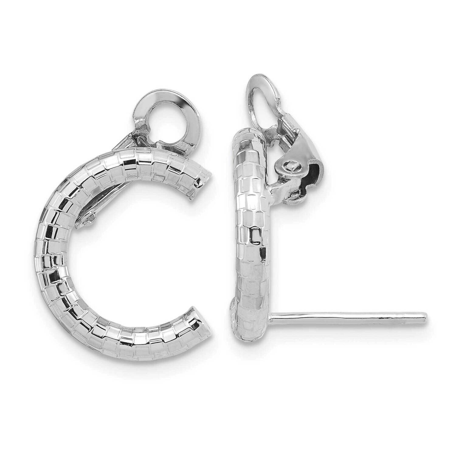 Textured U Shape Clip On Post Earrings 14k White Gold Polished TF1976W, MPN: TF1976W, 191101785696