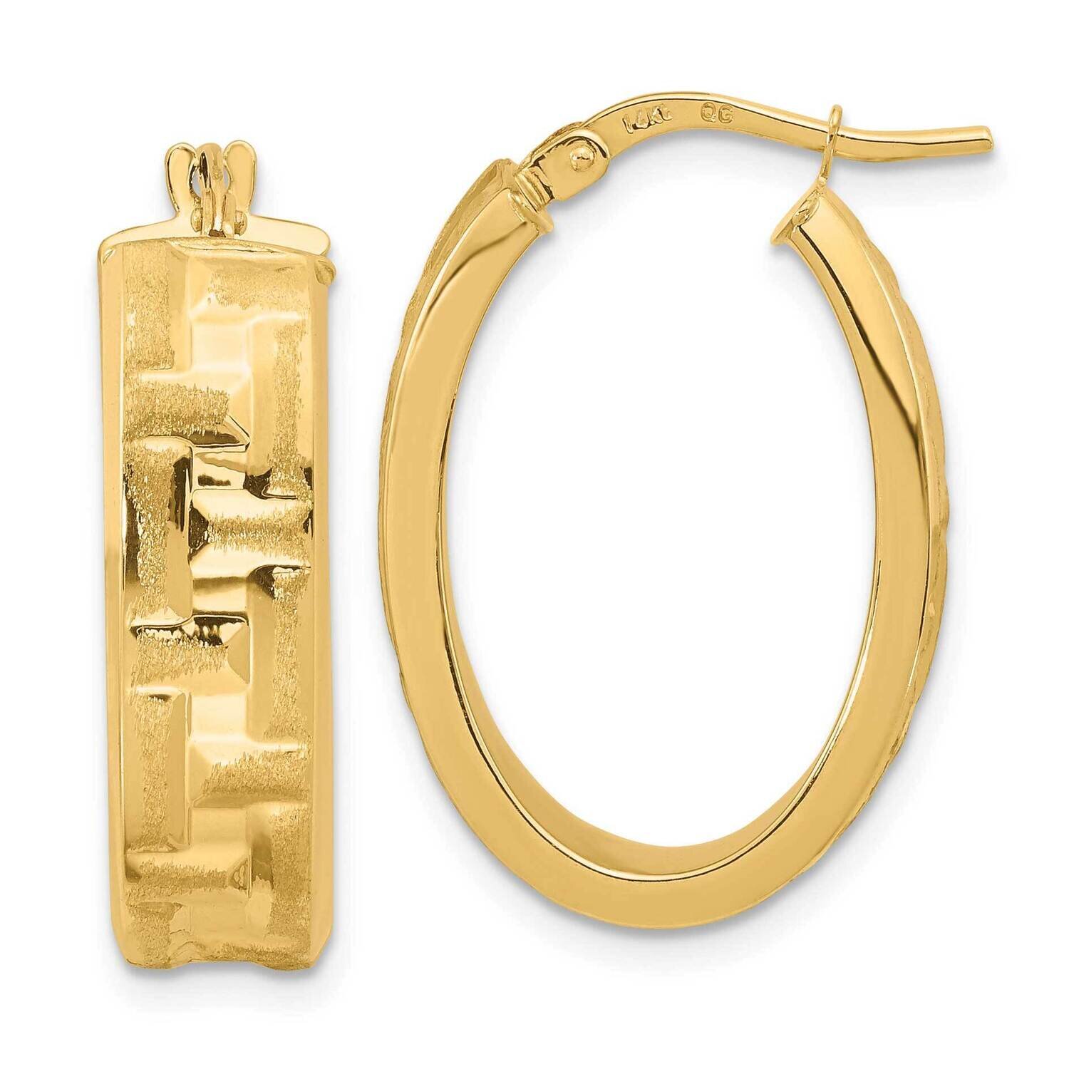 Textured Oval Hoop Earrings 14k Gold Polished TF1978, MPN: TF1978, 191101785672