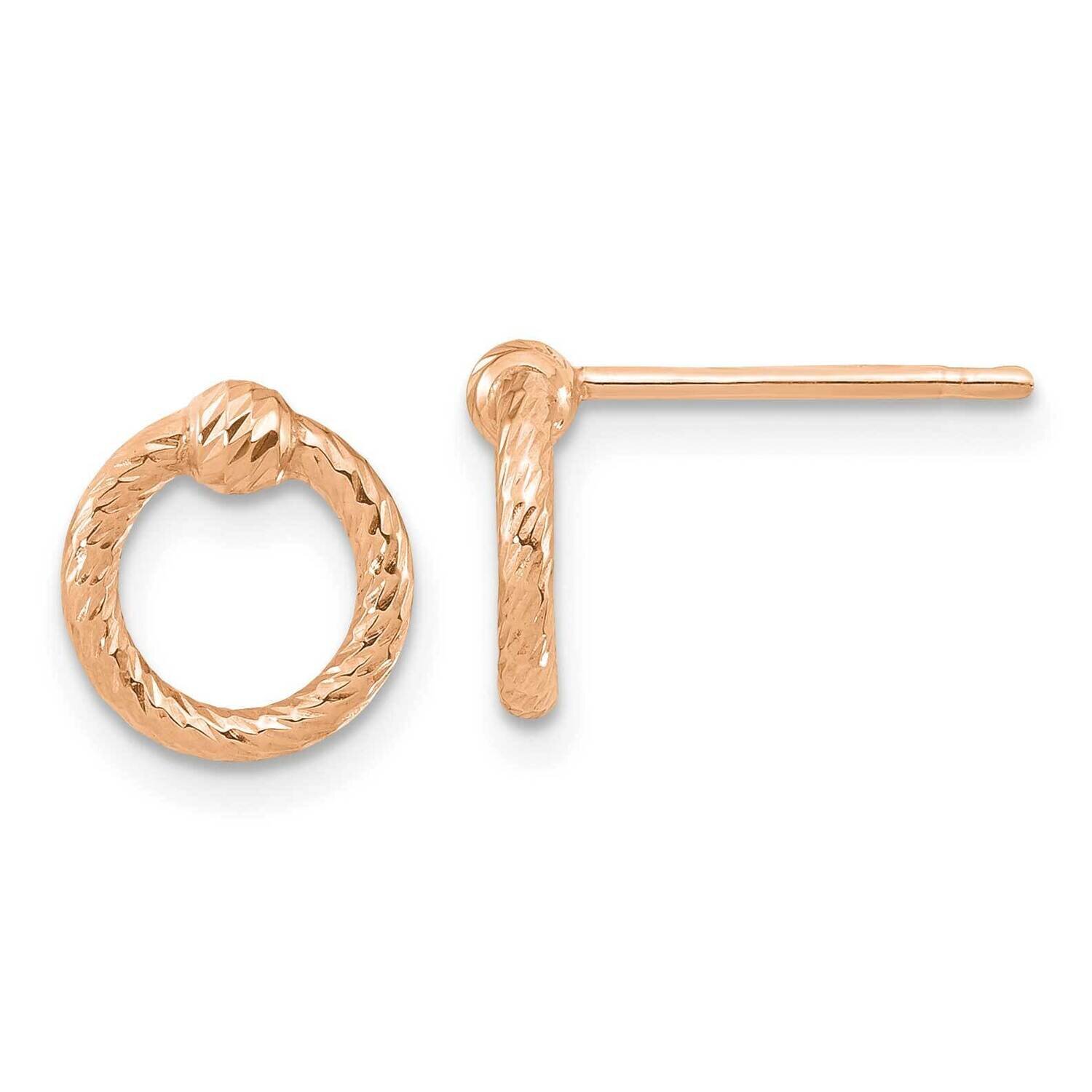 Polished Diamond-Cut Twisted Circle Post Earrings 14k Rose Gold TF1985R
