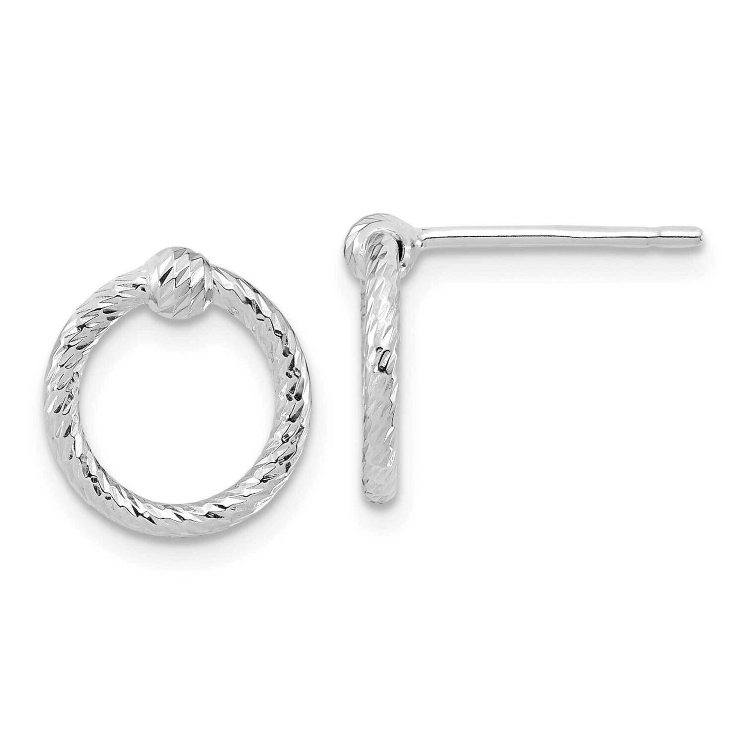 Diamond-Cut Twisted Circle Post Earrings 14k White Gold Polished TF1987W, MPN: TF1987W, 191101785443