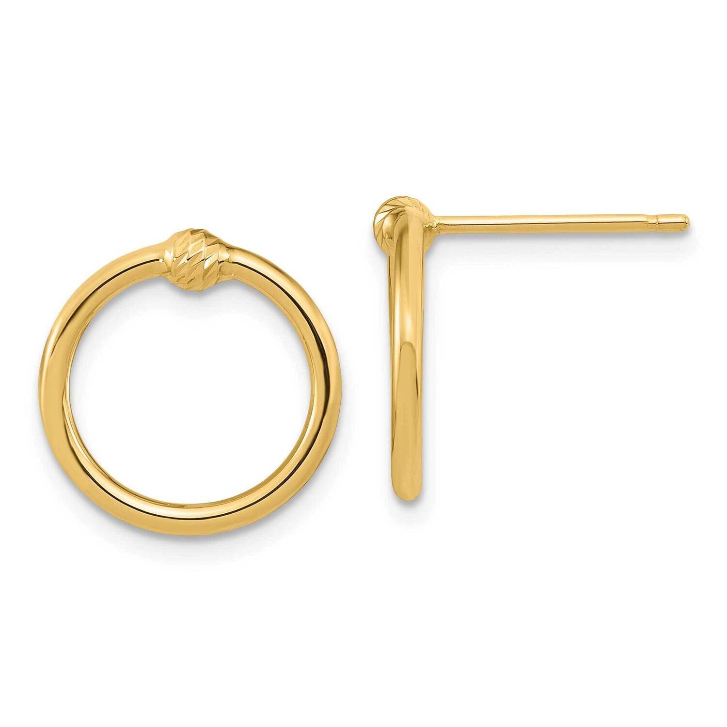 Diamond-Cut Circle Post Earrings 14k Gold Polished TF1988