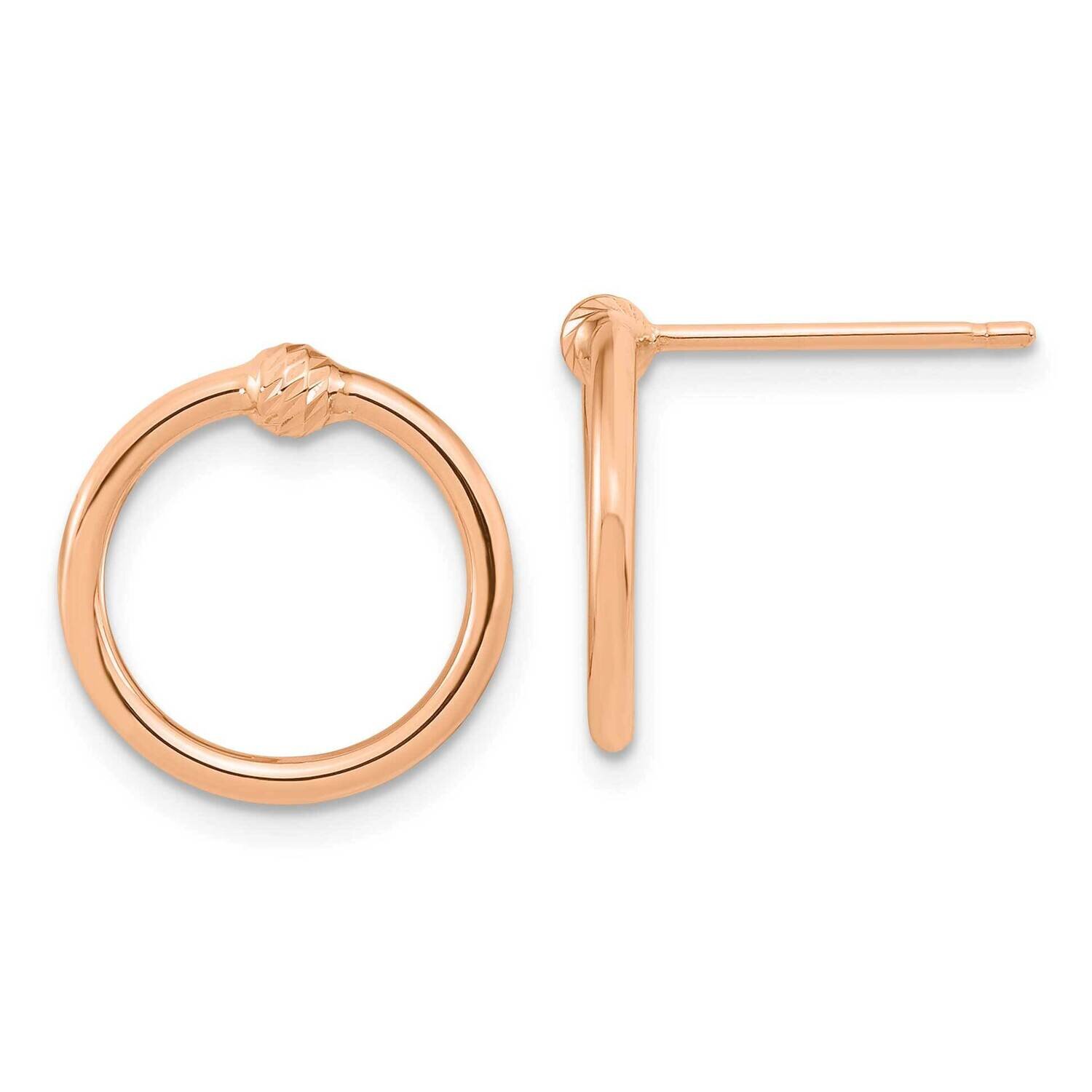 Polished & Diamond-Cut Circle Post Earrings 14k Rose Gold TF1988R