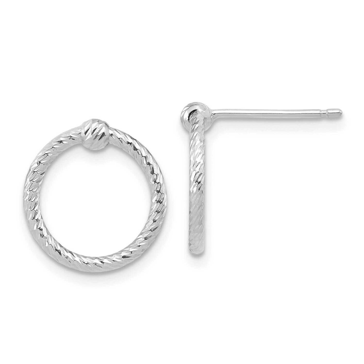 Diamond-Cut Twisted Circle Post Earrings 14k White Gold Polished TF1989W
