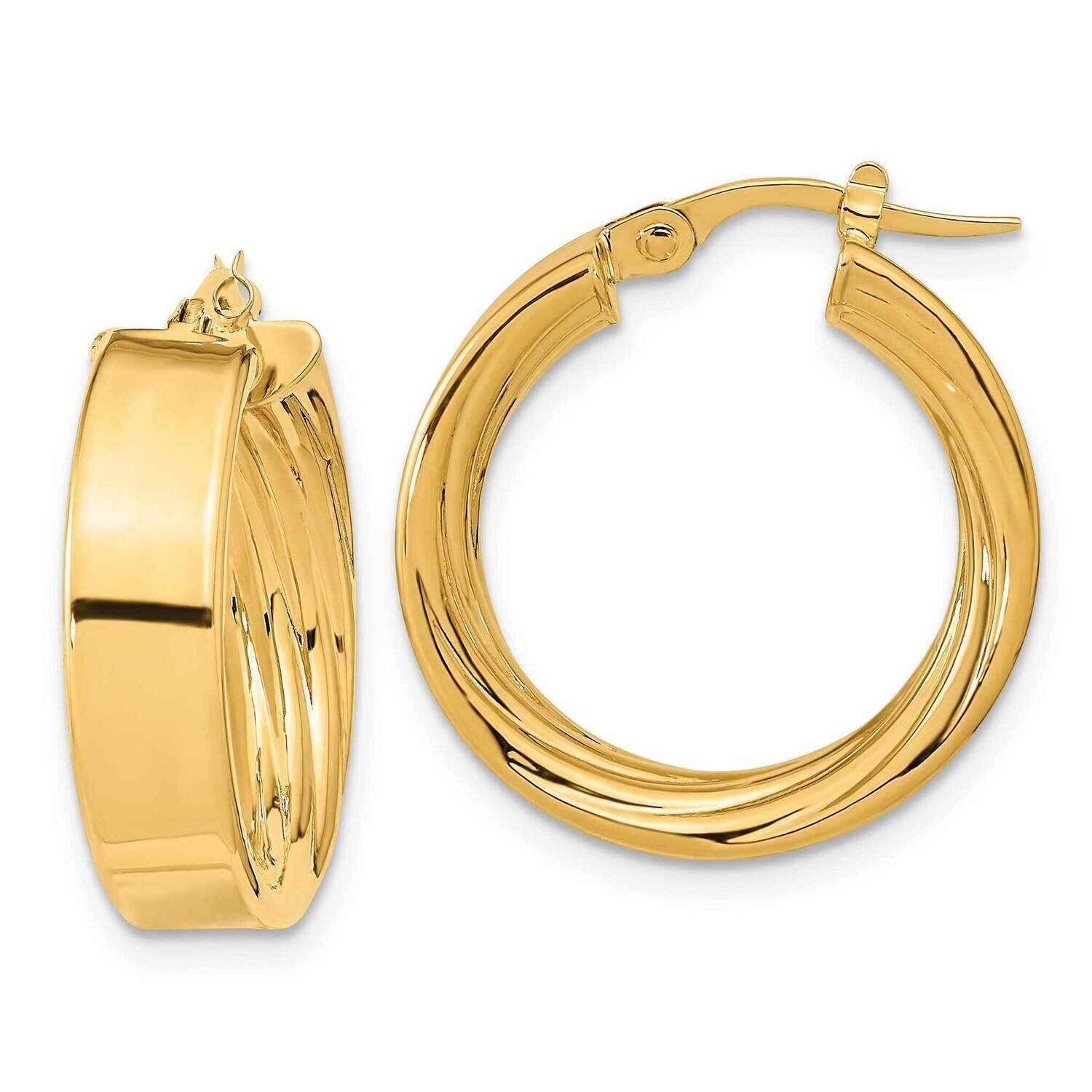 Textured Inside Hoop Earrings 14k Gold Polished TF1994