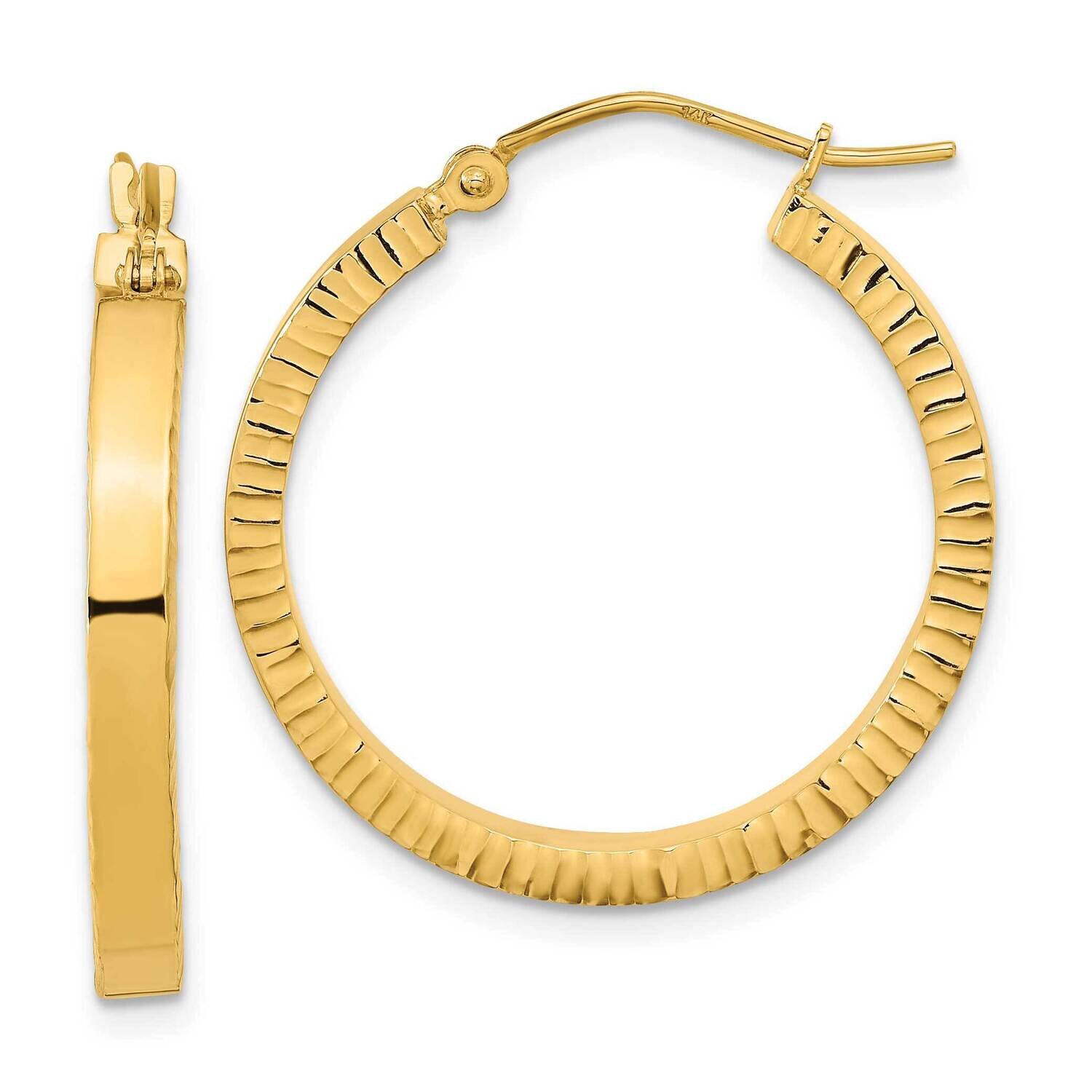 Textured Sides Hoop Earrings 14k Gold Polished TF1995, MPN: TF1995, 883957985572