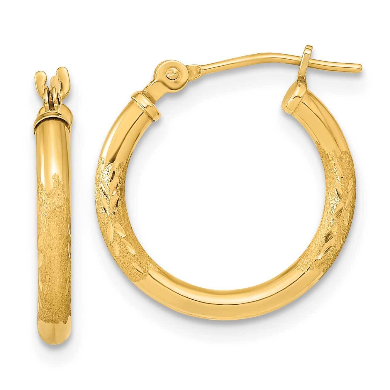 Satin Diamond-Cut Hoop Earrings 14k Gold Polished TF2000