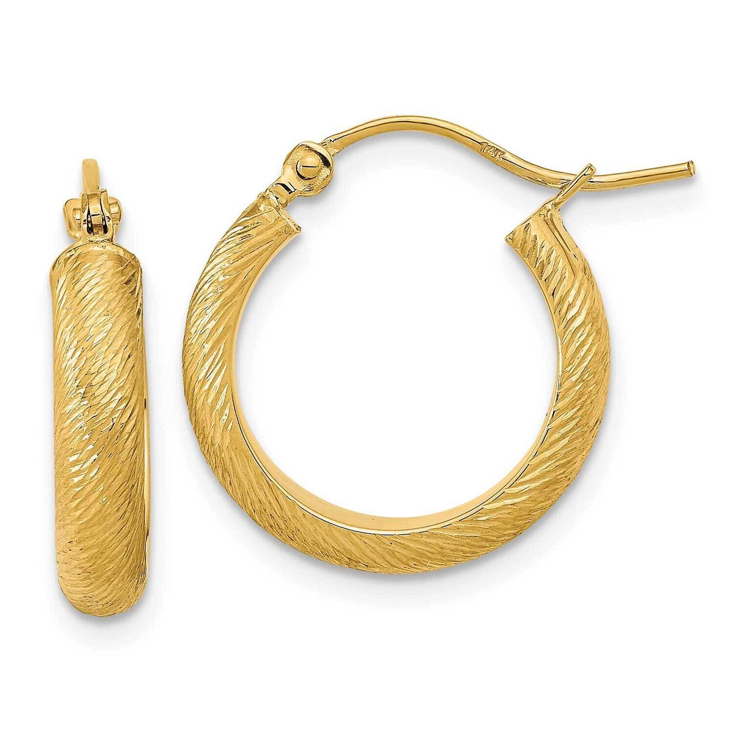 Textured Hoop Earrings 14k Gold Polished TF2002