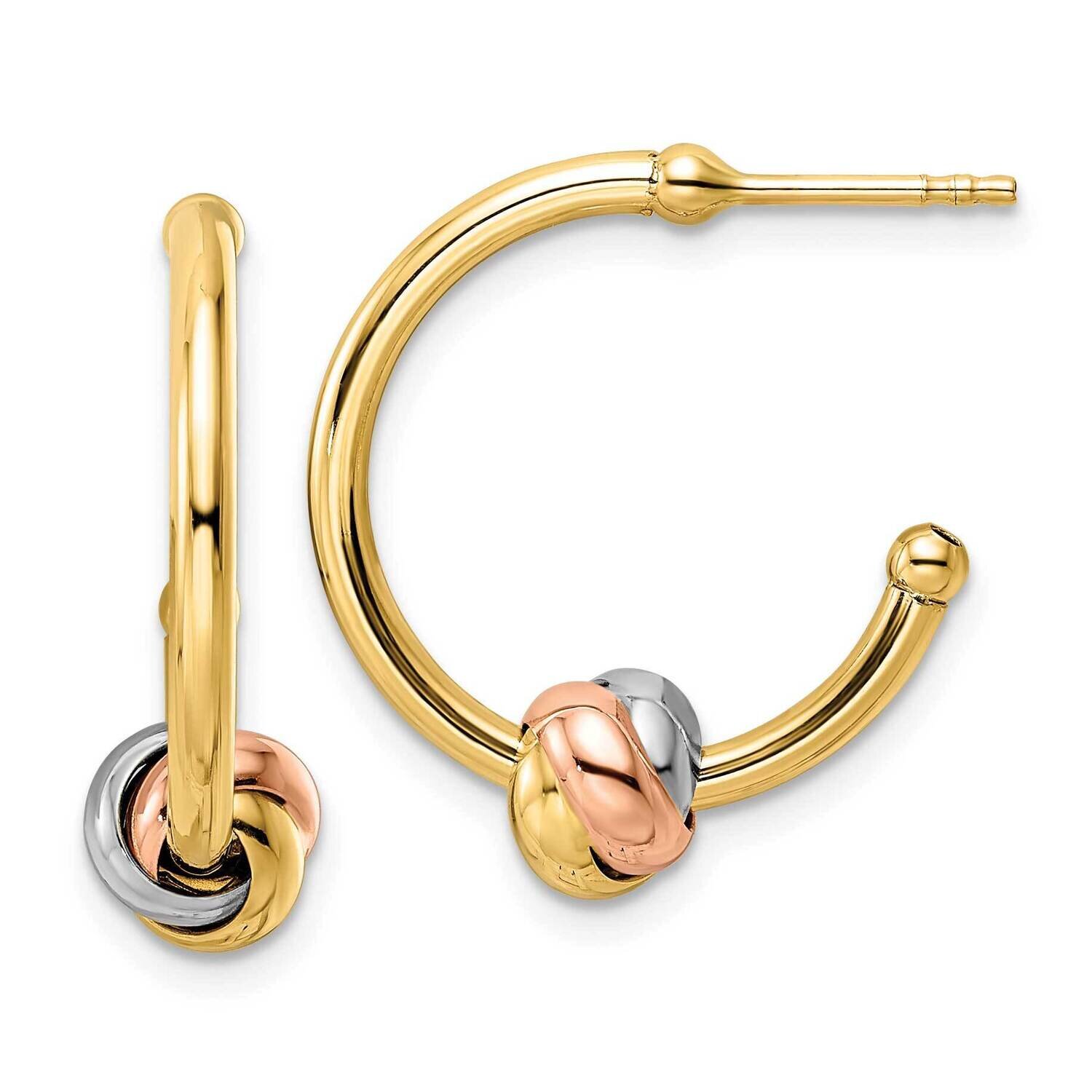 Knot J-Hoop Earrings 14k Tri-Color Gold TF2012, MPN: TF2012, 716838359707