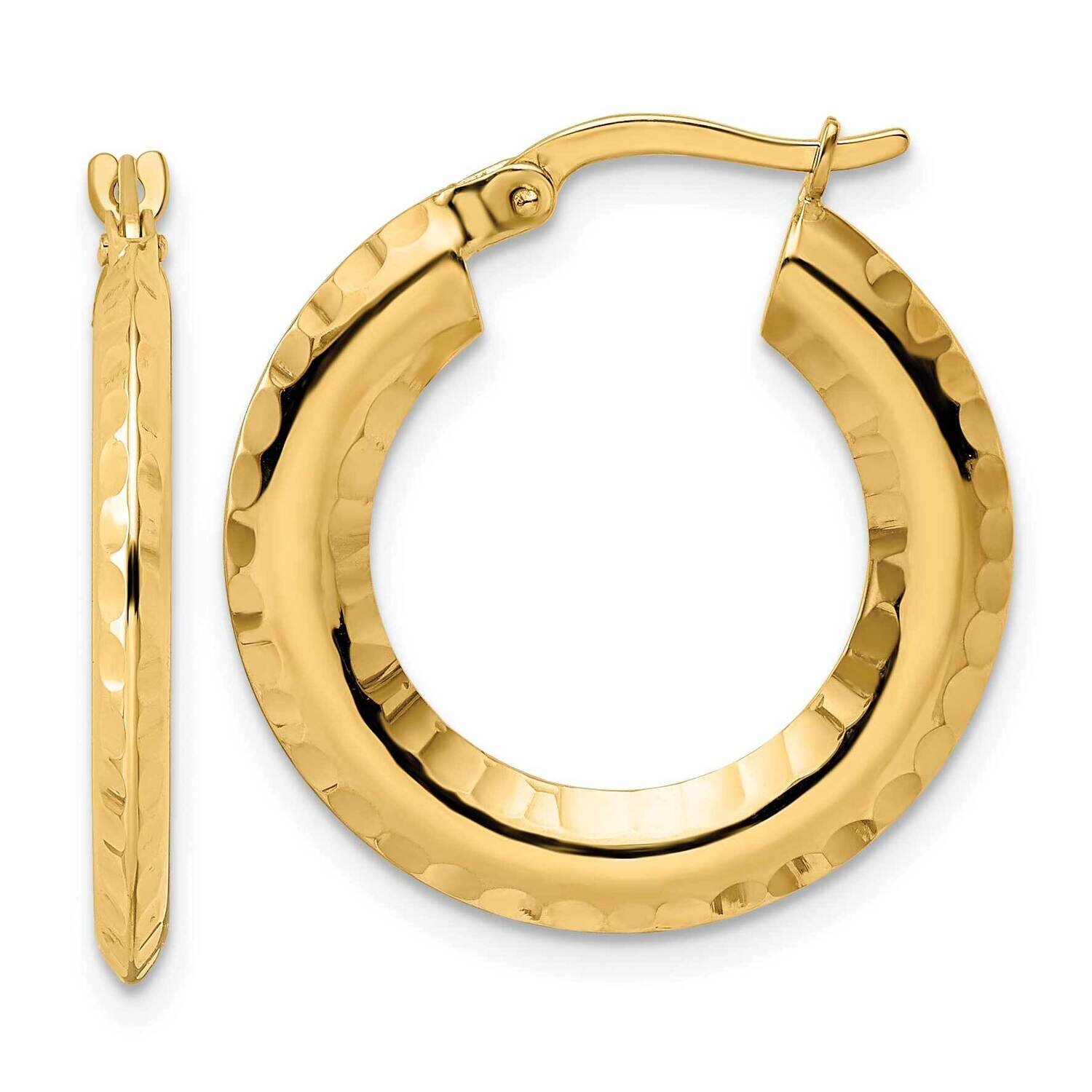 Diamond-Cut Knife-Edge 2x23mm Round Hoop Earrings 14k Gold Polished TF2013, MPN: TF2013, 8839579870…