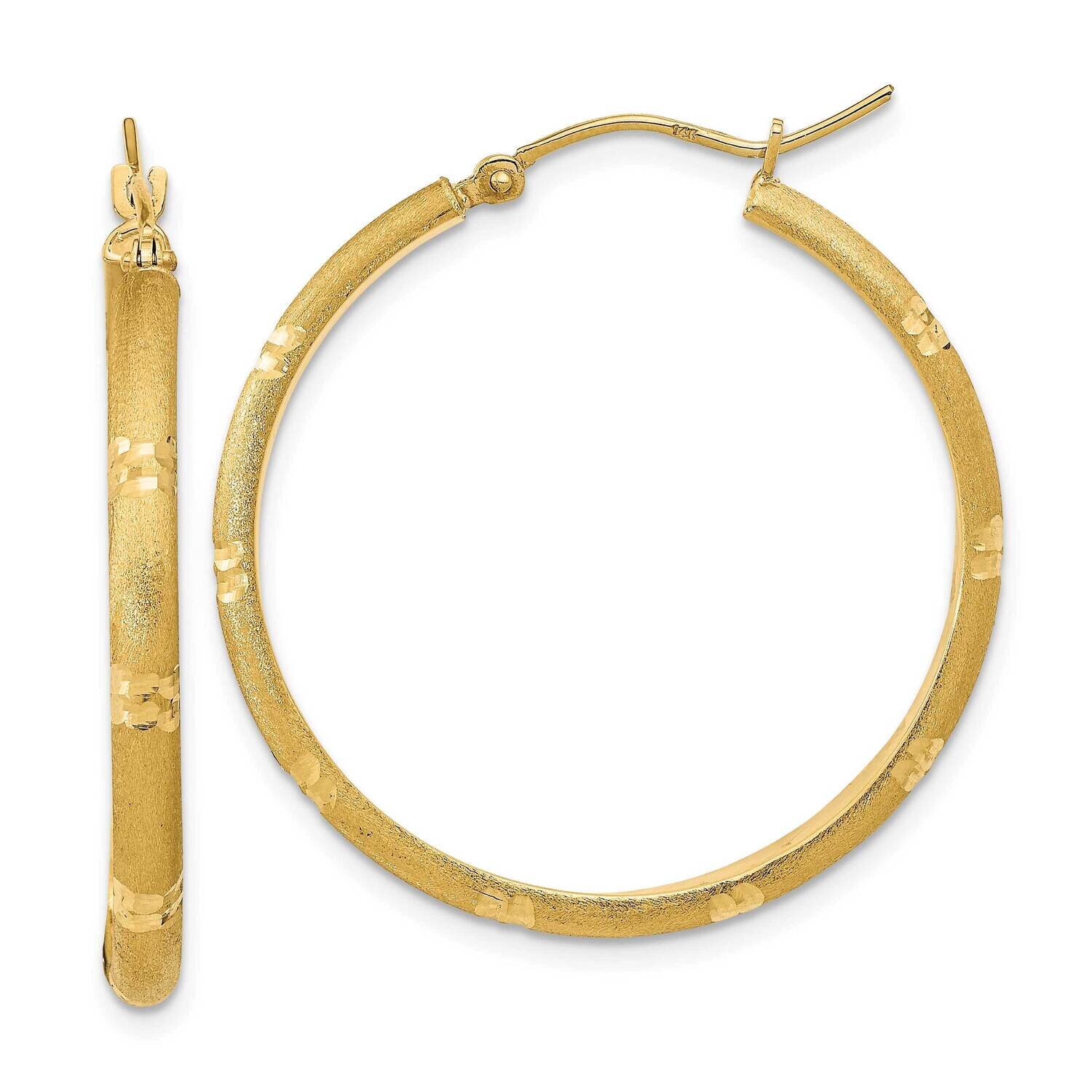 Satin Hoop Earrings 14k Gold Polished TF2015