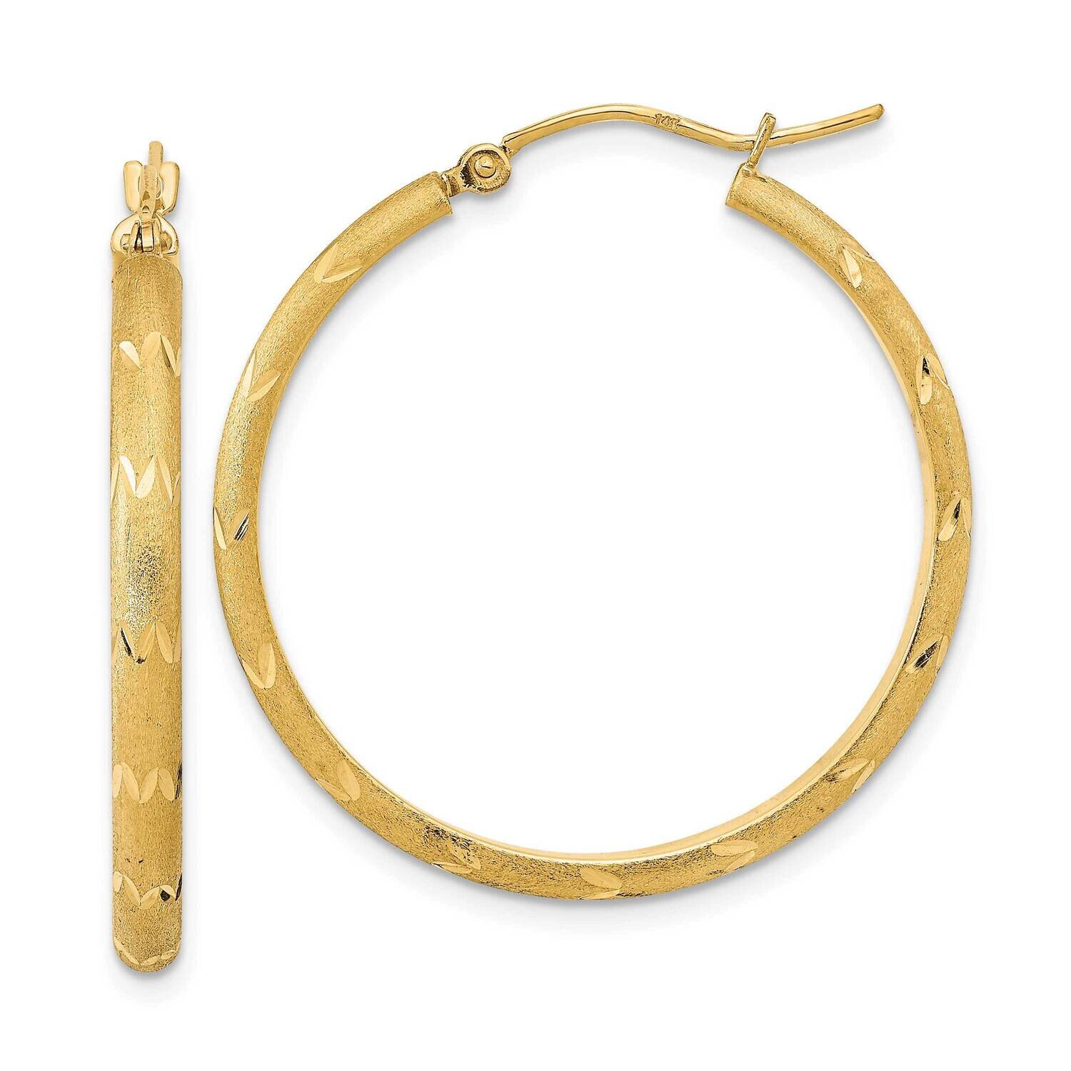 Satin Diamond-Cut Hoop Earrings 14k Gold Polished TF2017, MPN: TF2017, 883957987187