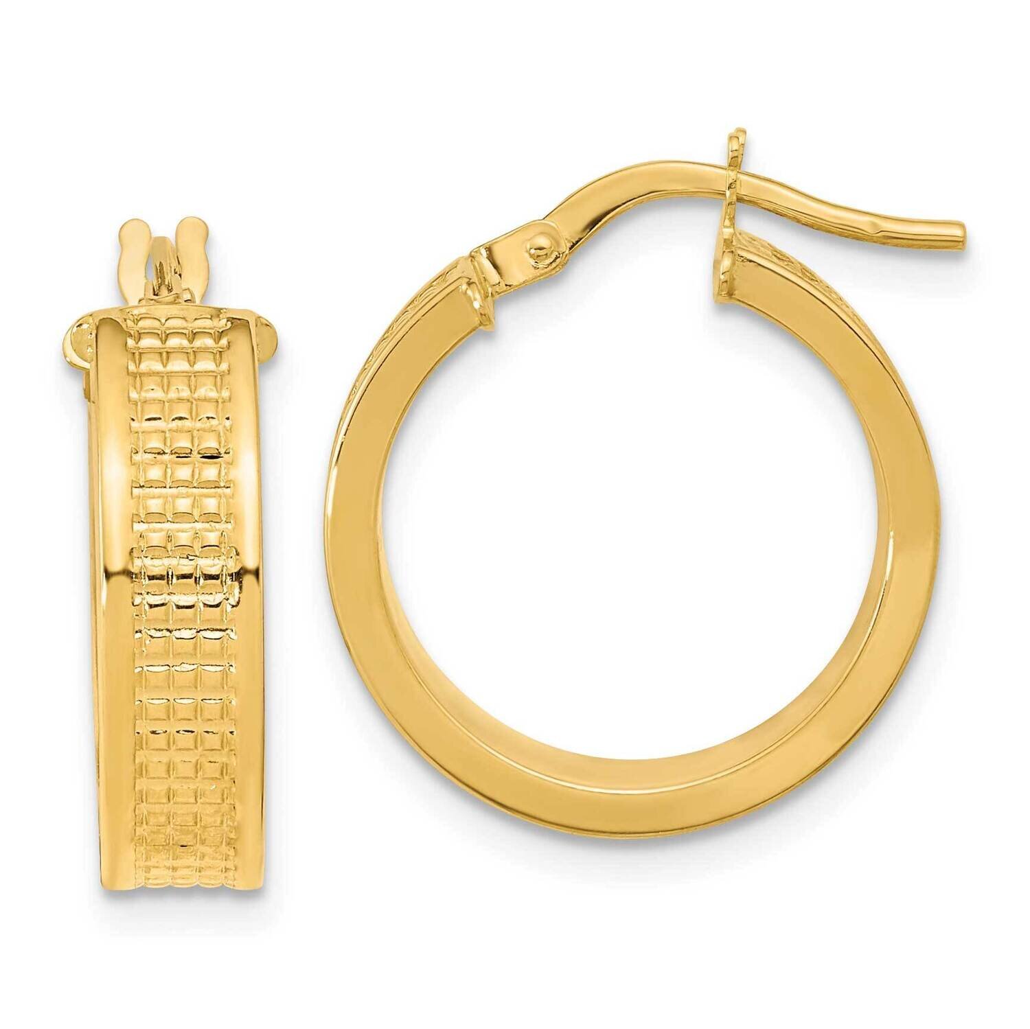 Textured Hoop Earrings 14k Gold Polished TF2020