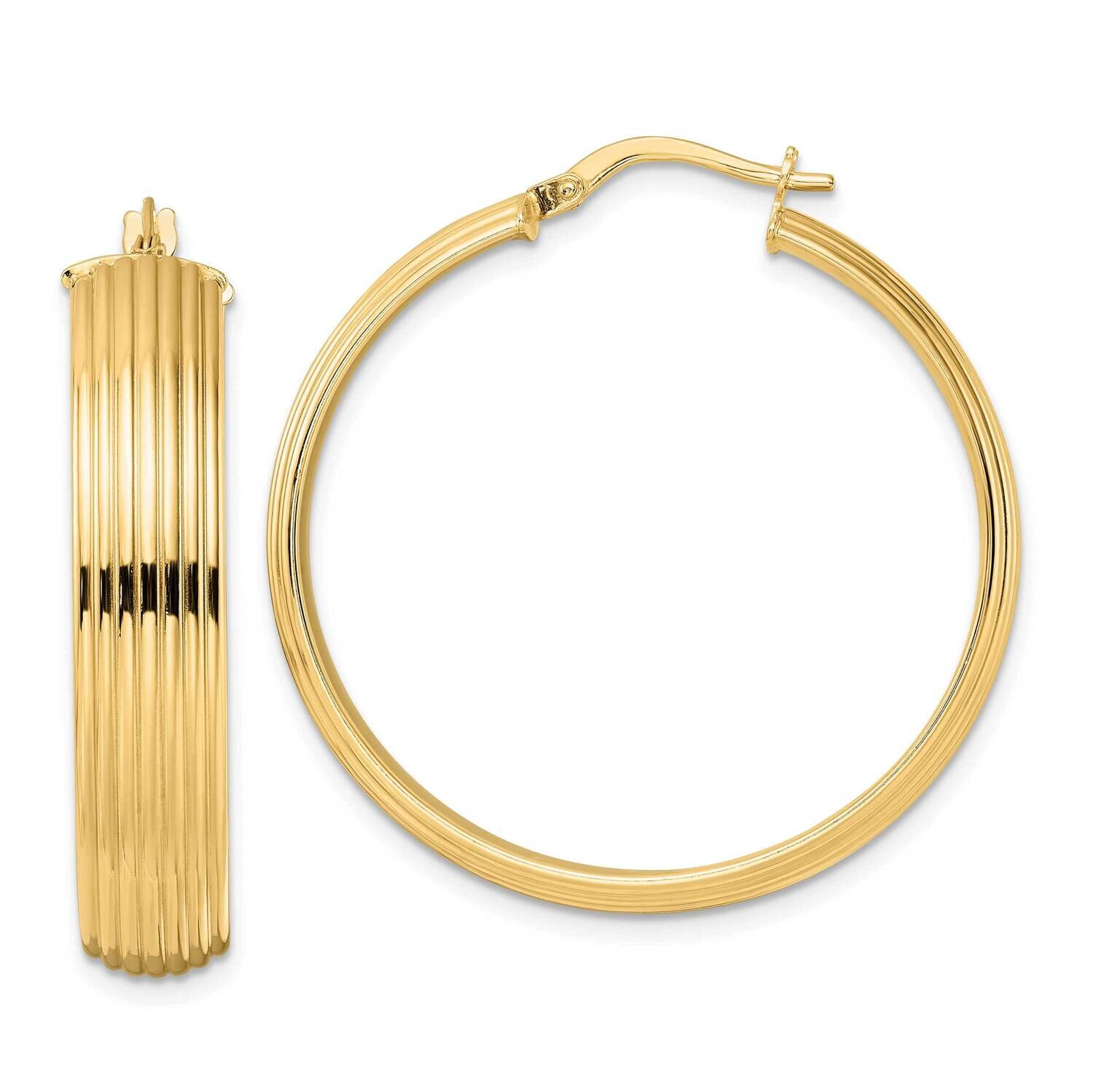 Textured Hoop Earrings 14k Gold Polished TF2027, MPN: TF2027, 883957987491