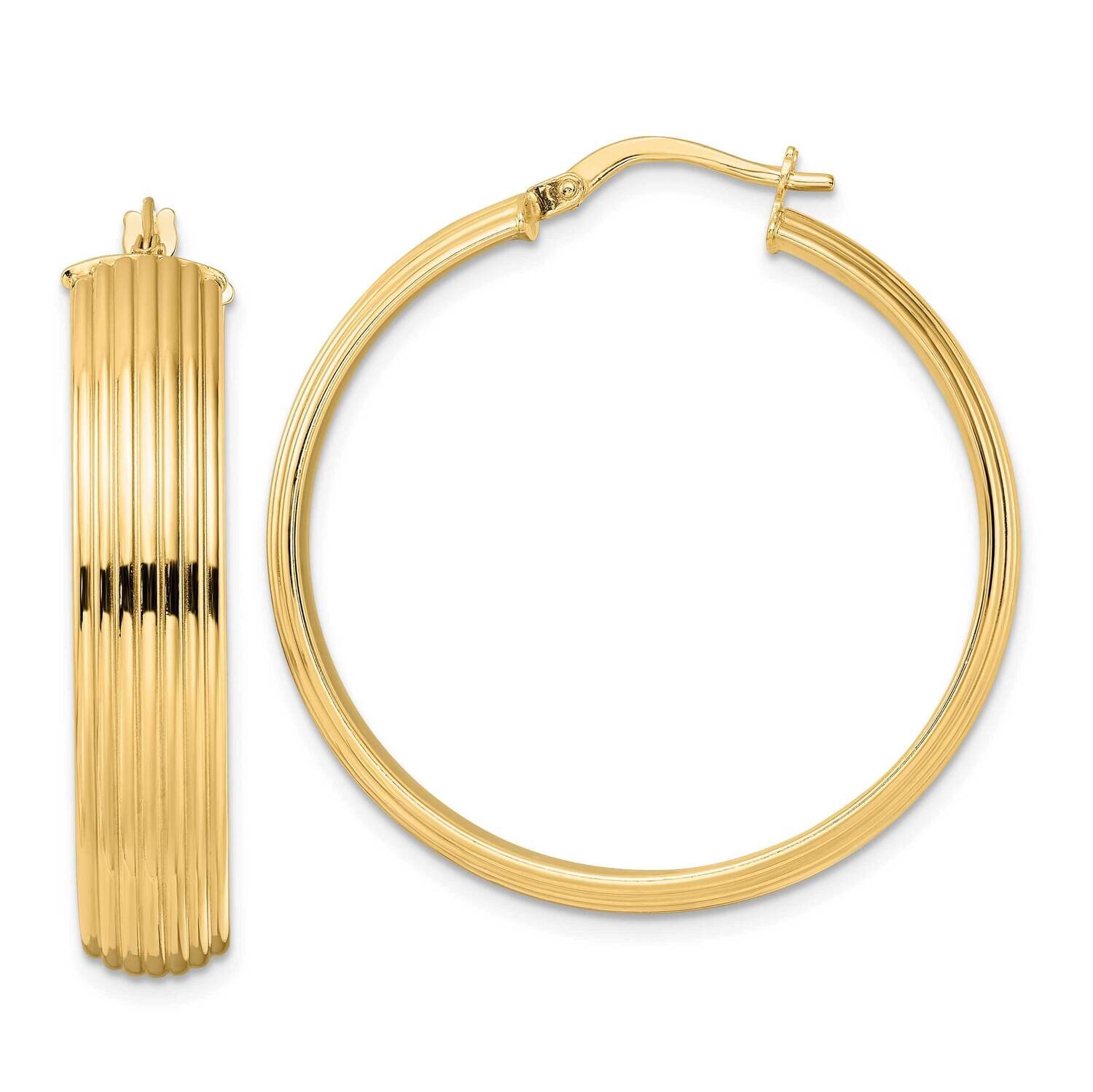 Textured Hoop Earrings 14k Gold Polished TF2027