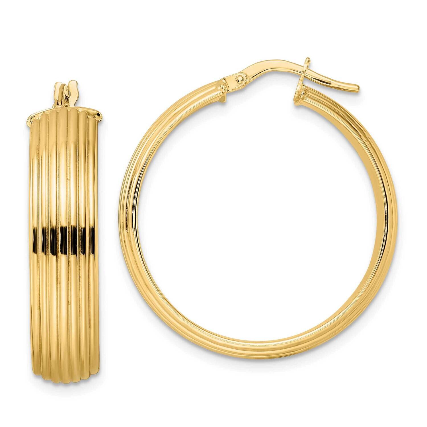 Textured Hoop Earrings 14k Gold Polished TF2028