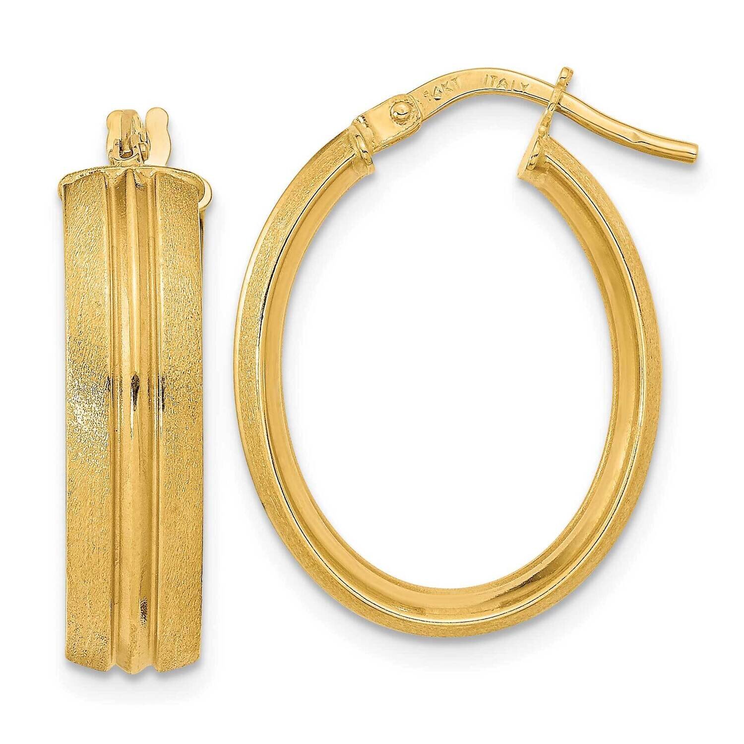 Satin Oval Hoop Earrings 14k Gold Polished TF2032
