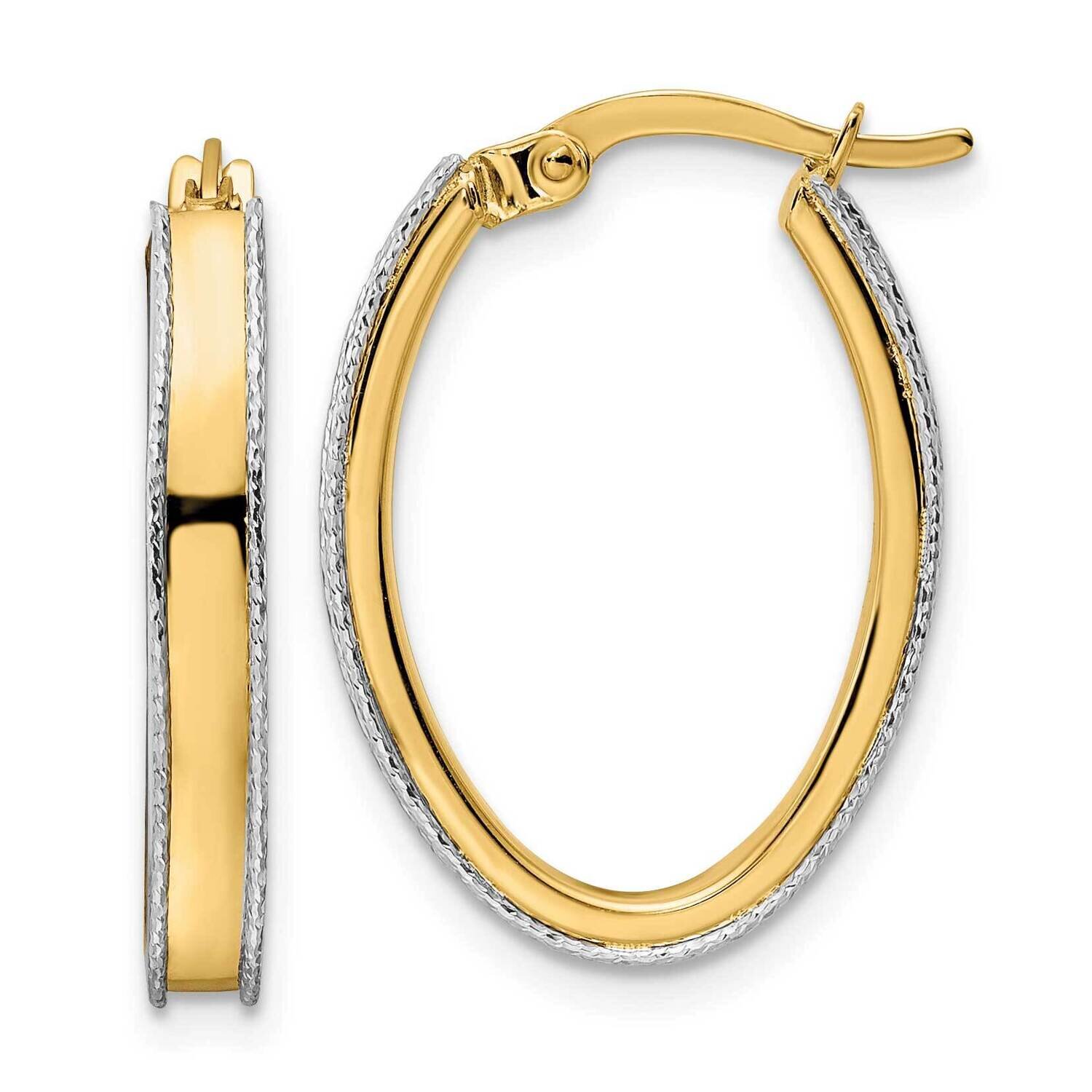 Diamond-Cut Edge 3x17x24mm Oval Hoop Earrings 14k Two-Tone Gold TF2035, MPN: TF2035, 883957987637