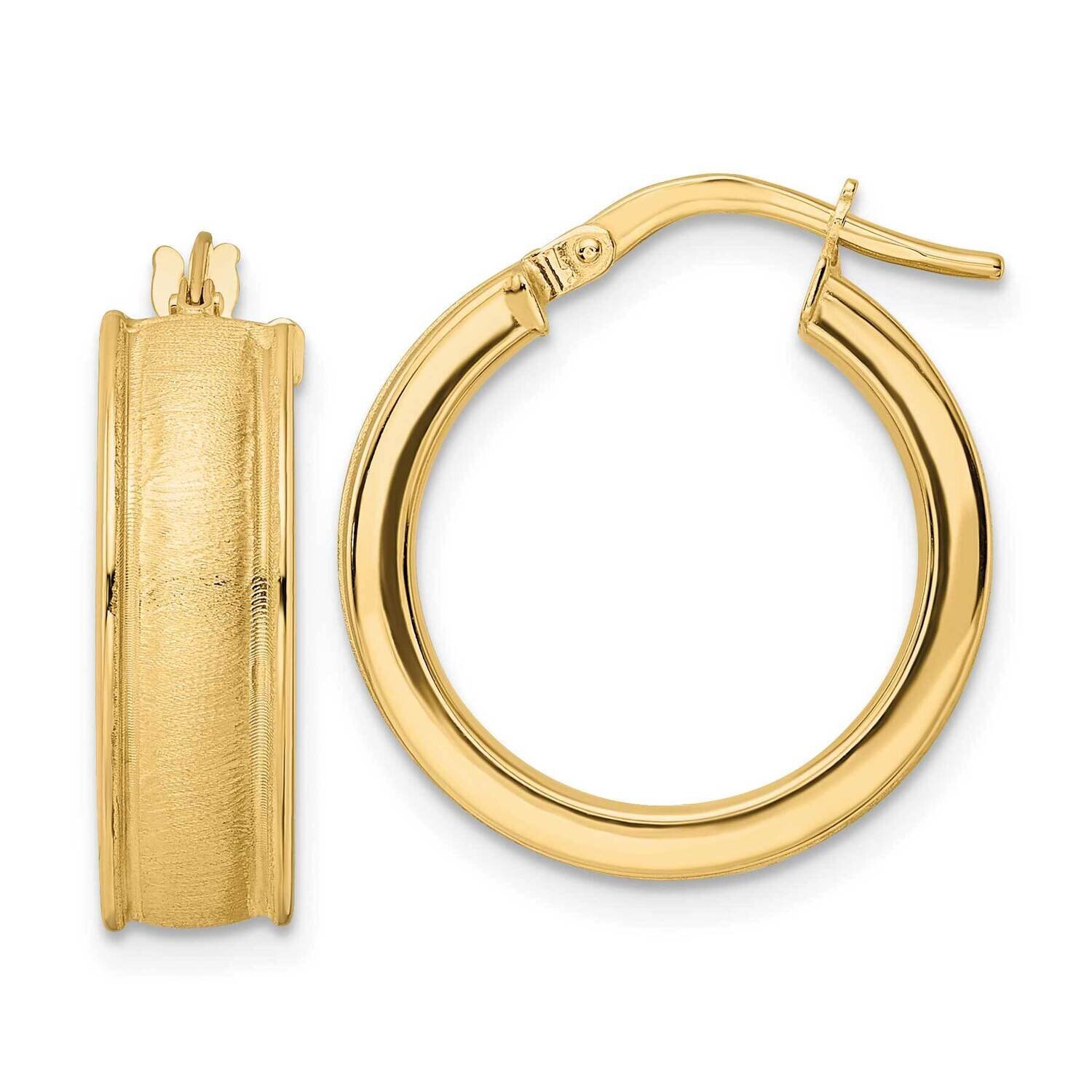 Brushed and Polished Hoop Earrings 14k Gold TF2049