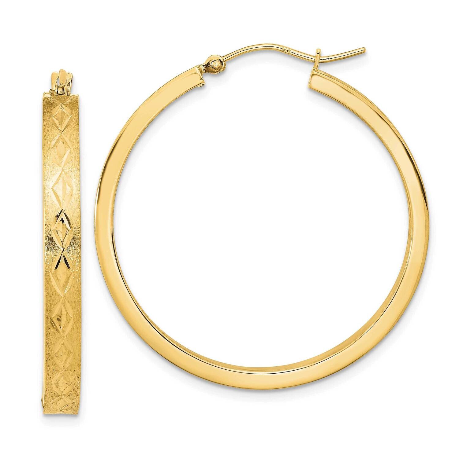 Satin In Out Diamond-Cut Hoop Earrings 14k Gold Polished TF2054