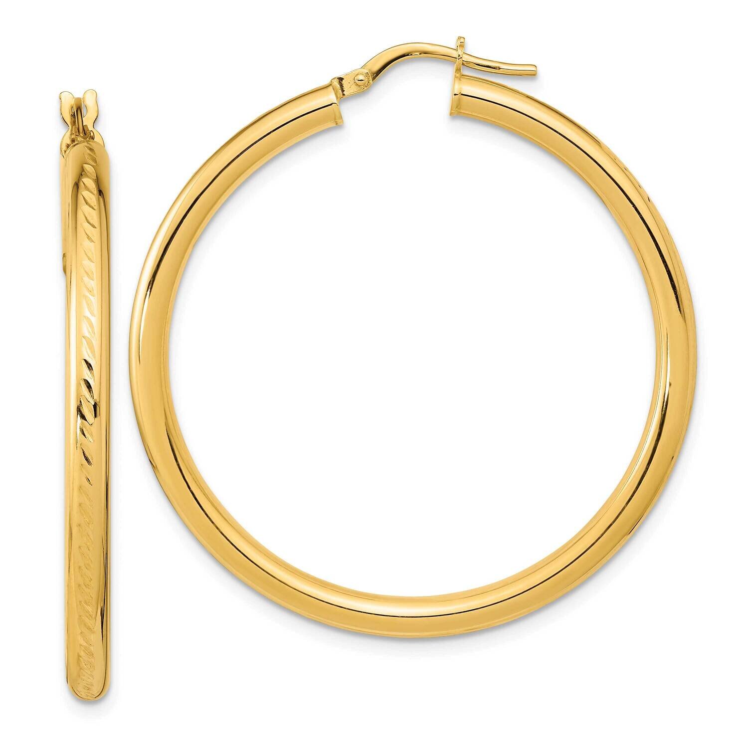 Textured Hoop Earrings 14k Gold Polished TF2060, MPN: TF2060, 883957988122
