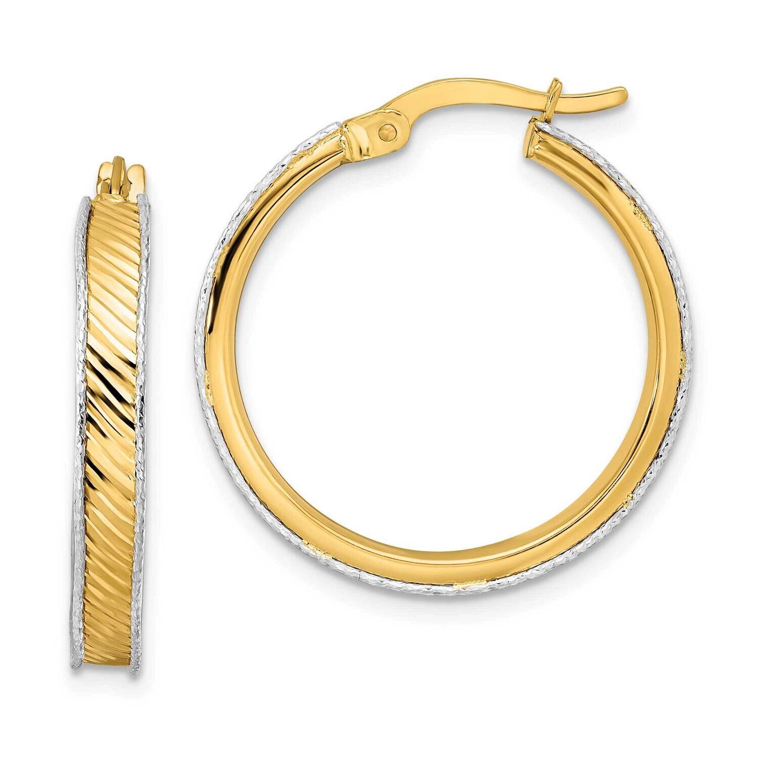 Diamond-Cut Hoop Earrings 14k Two-Tone Gold Polished TF2073