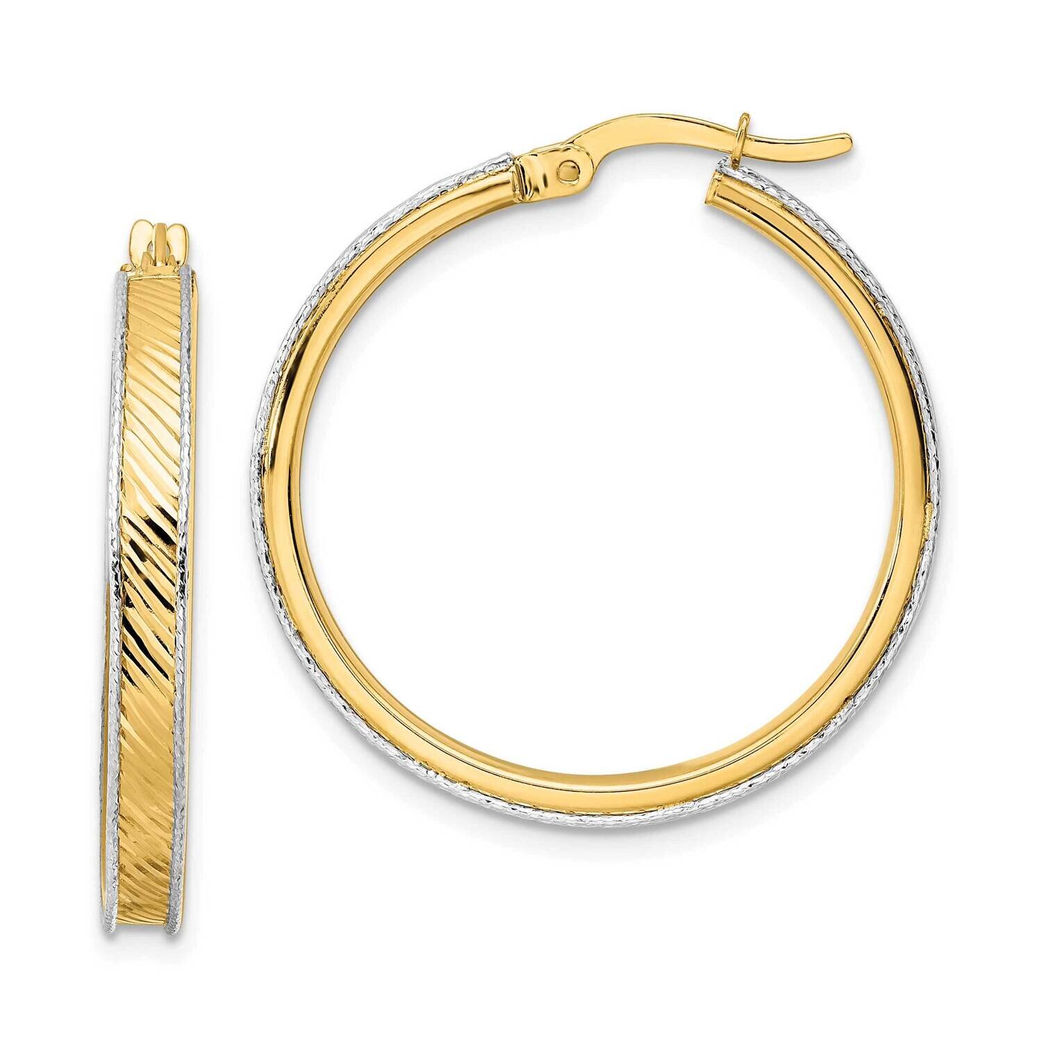 Diamond-Cut Hoop Earrings 14k Two-Tone Gold Polished TF2074, MPN: TF2074, 883957988405