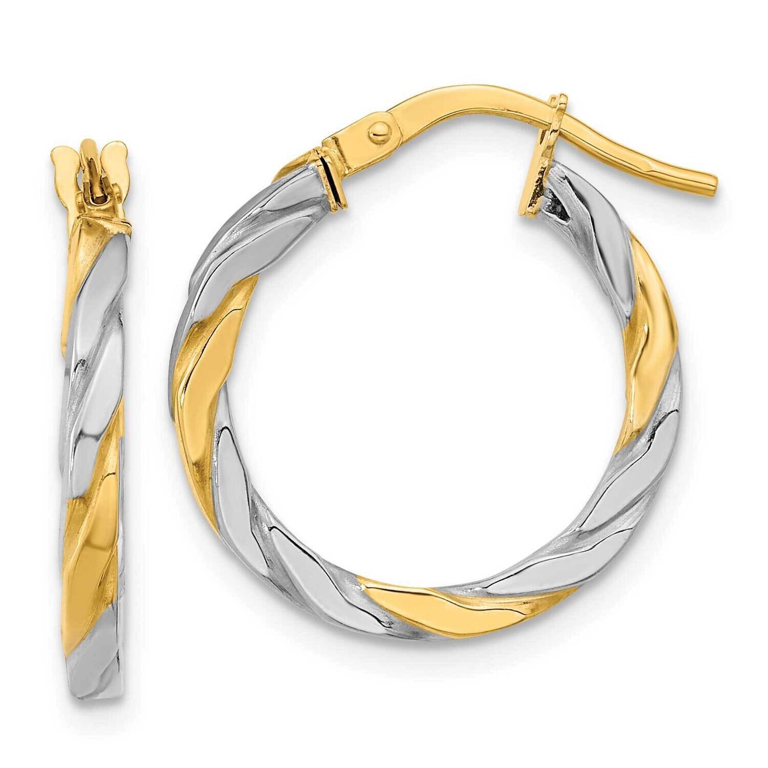 White Rhodium Polished Twist Hoop Earrings 14k Gold TF2083, MPN: TF2083, 883957988603