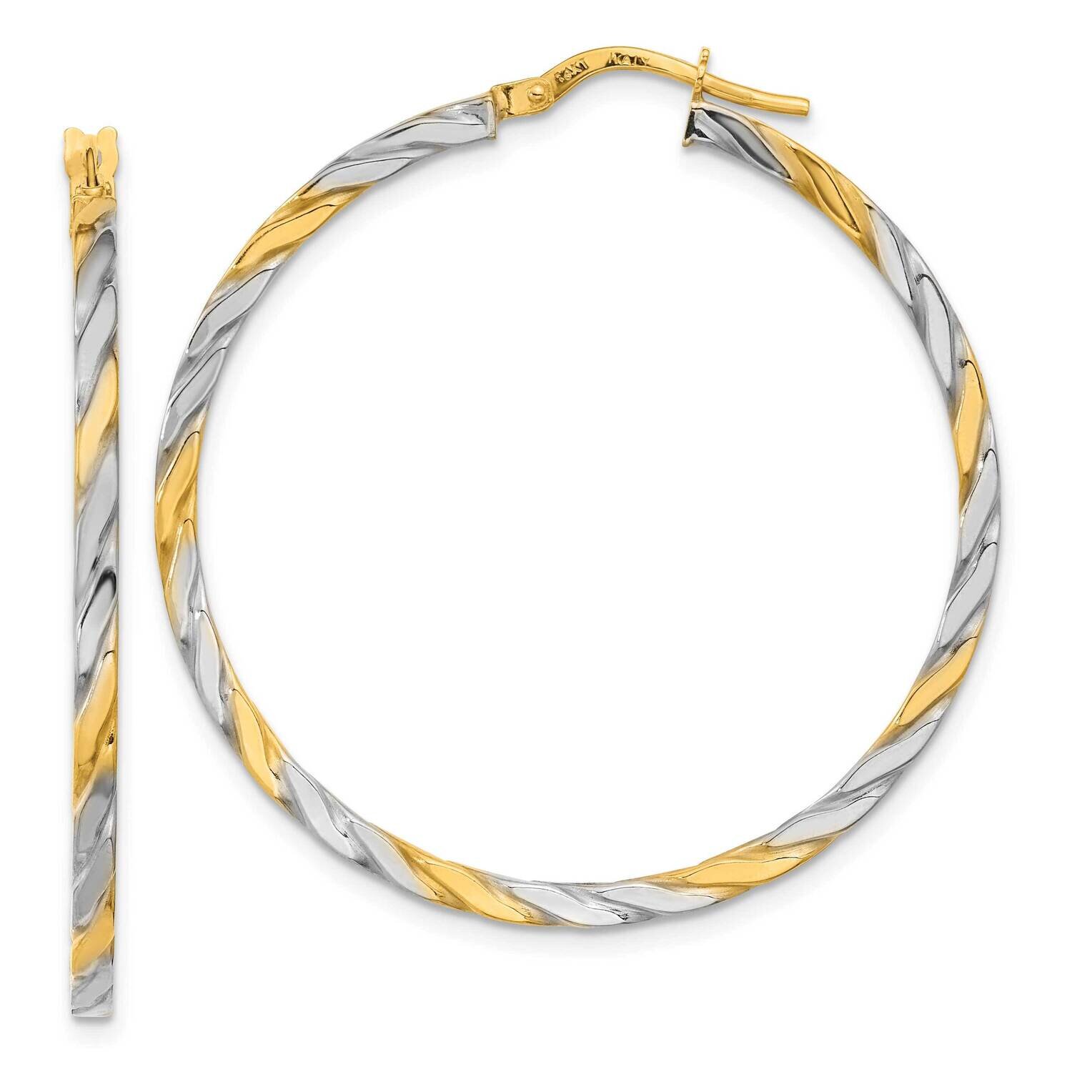 White Rhodium Polished Twist Hoop Earrings 14k Gold TF2085