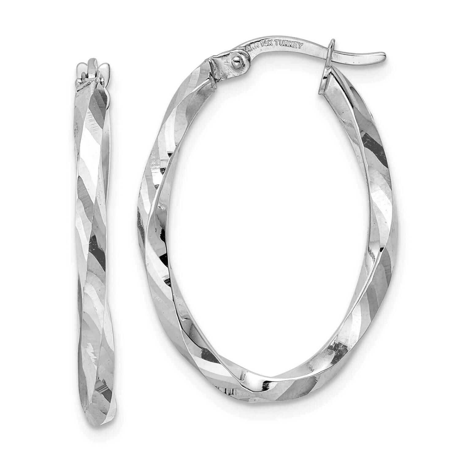 2.5x20x29mm Oval Hoop Earrings 14k White Gold Polished TF2086W