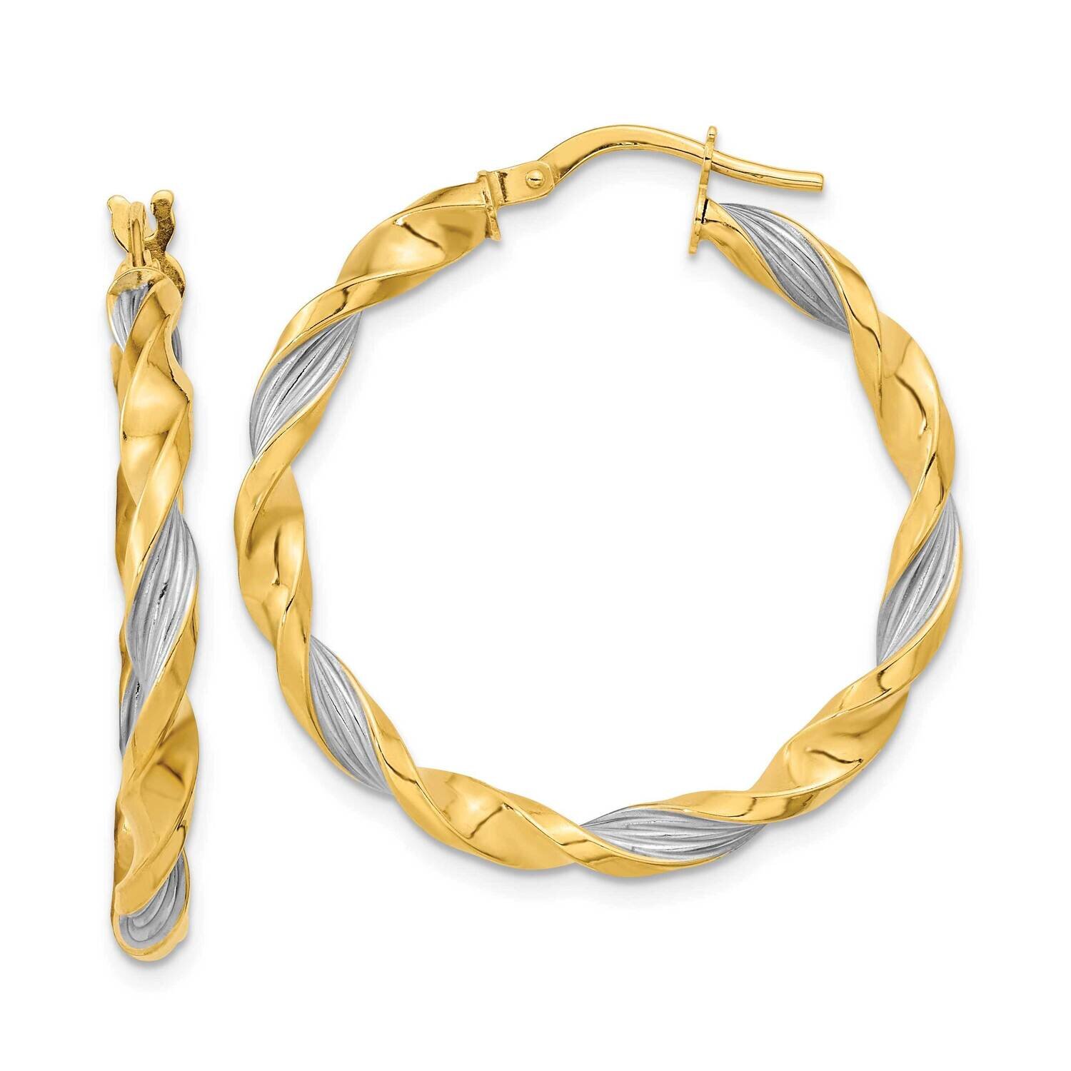 White Rhodium Textured Twist Hoop Earrings 14k Gold TF2095, MPN: TF2095, 883957988900