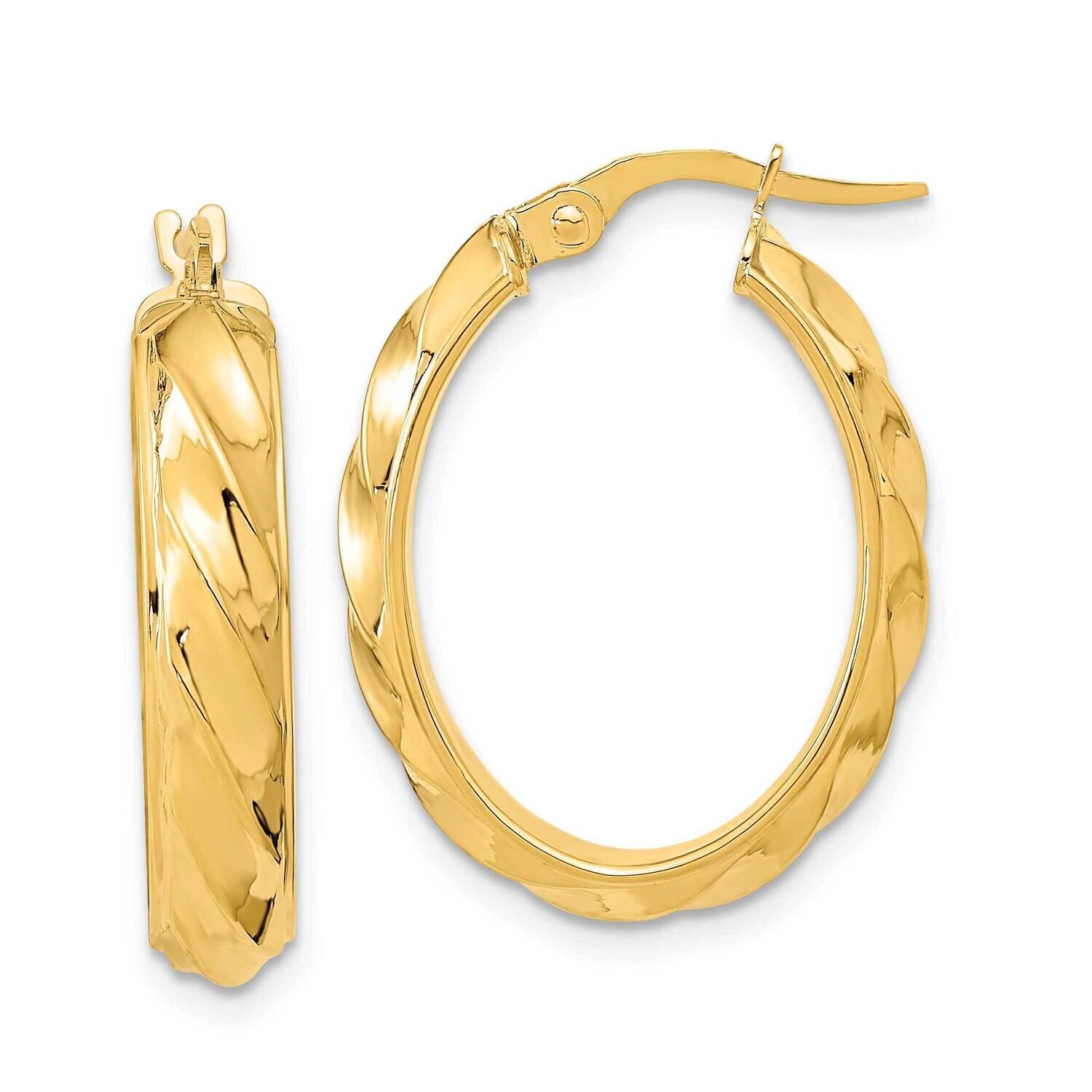 Twisted Oval Hoop Earrings 14k Gold Polished TF2097, MPN: TF2097, 883957988986
