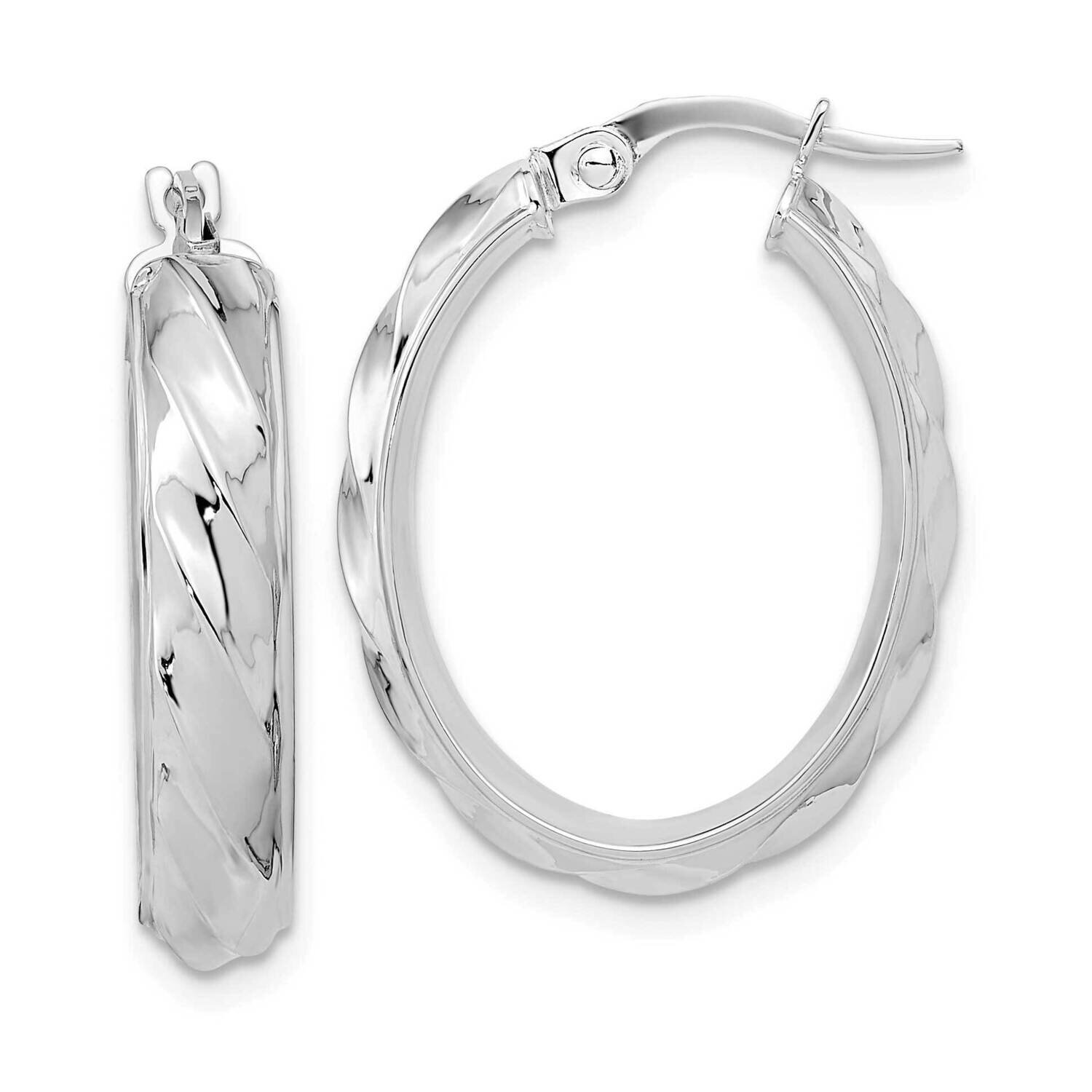 Twisted Oval Hoop Earrings 14k White Gold Polished TF2097W, MPN: TF2097W, 883957989006