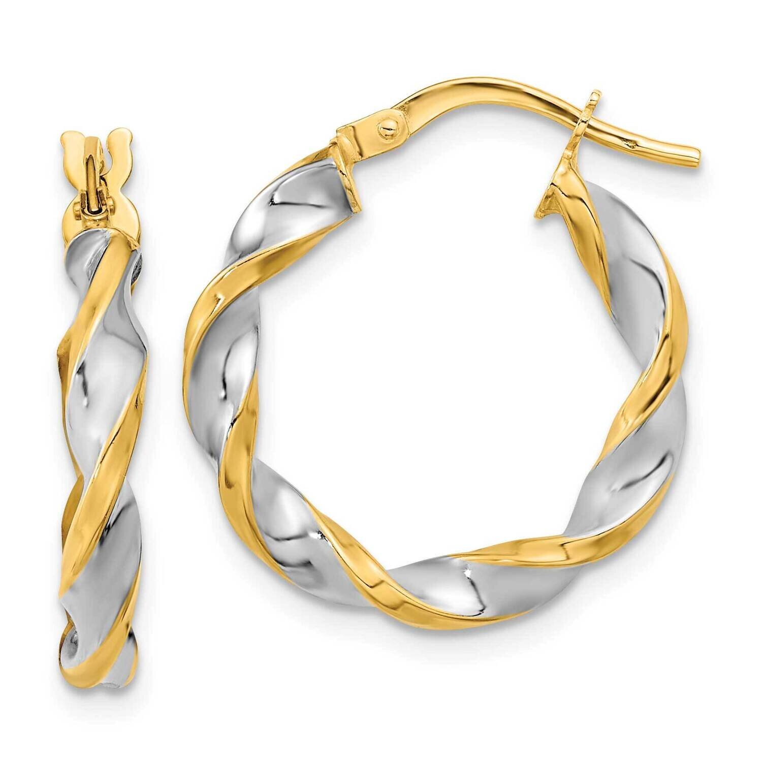 White Rhodium Polished Twist Hoop Earrings 14k Gold TF2102, MPN: TF2102, 883957989099