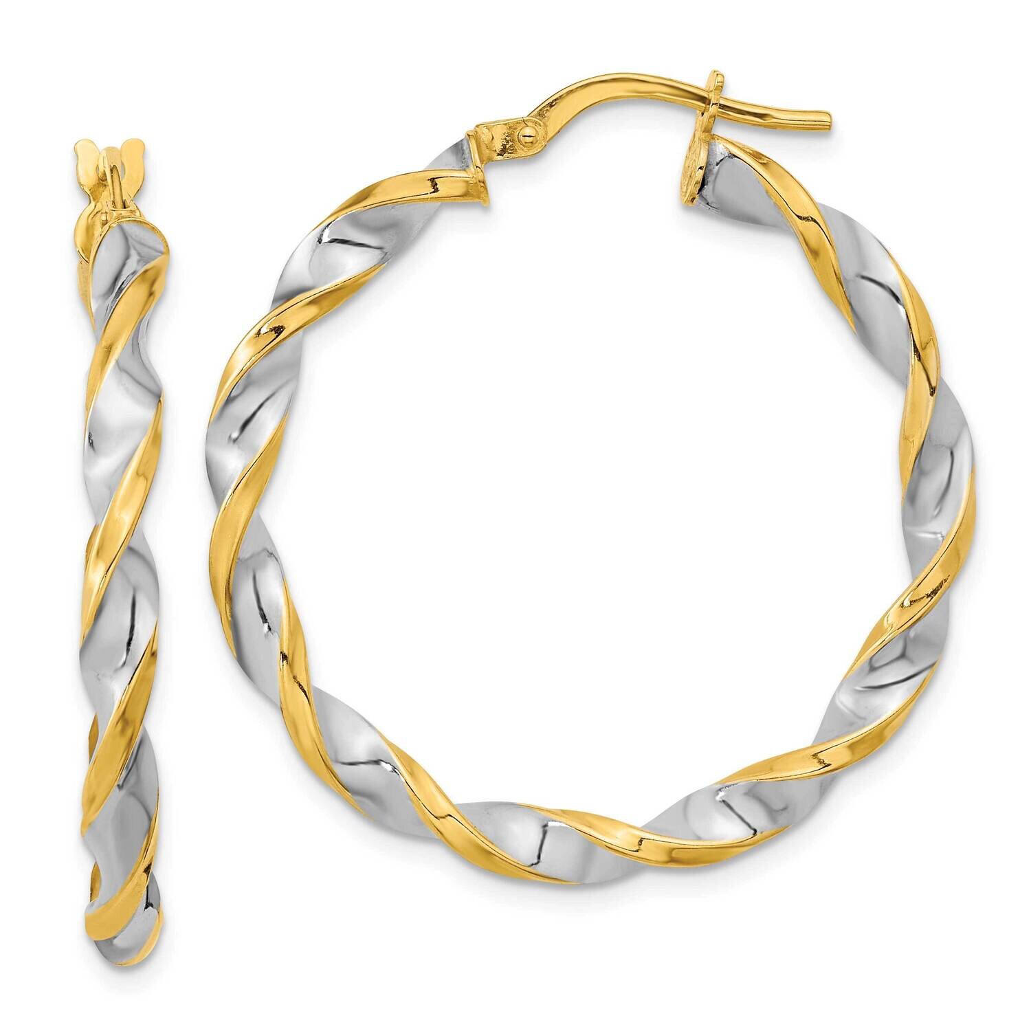 White Rhodium Polished Twist Hoop Earrings 14k Gold TF2103, MPN: TF2103, 883957989112