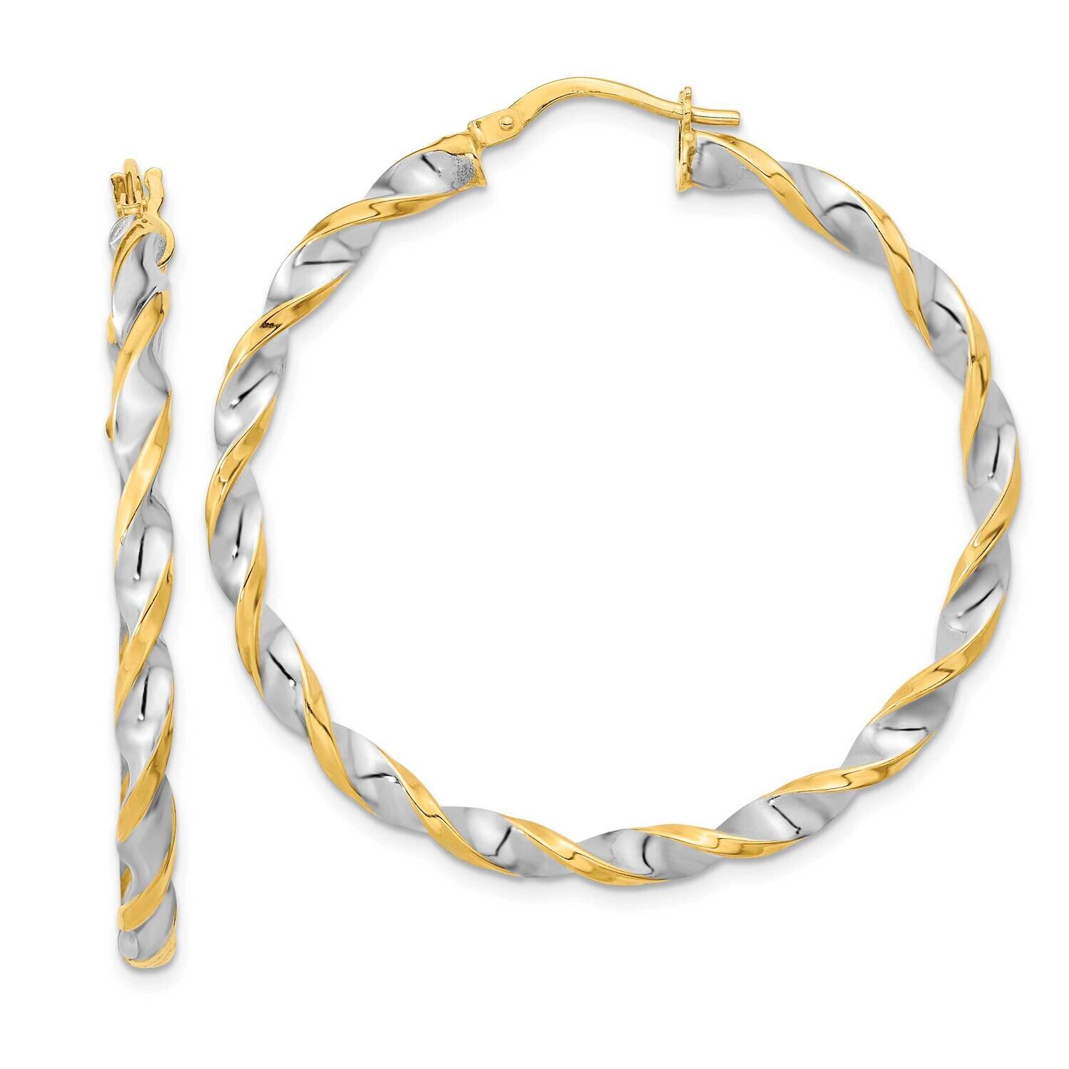 White Rhodium Polished Twist Hoop Earrings 14k Gold TF2104, MPN: TF2104, 883957989181