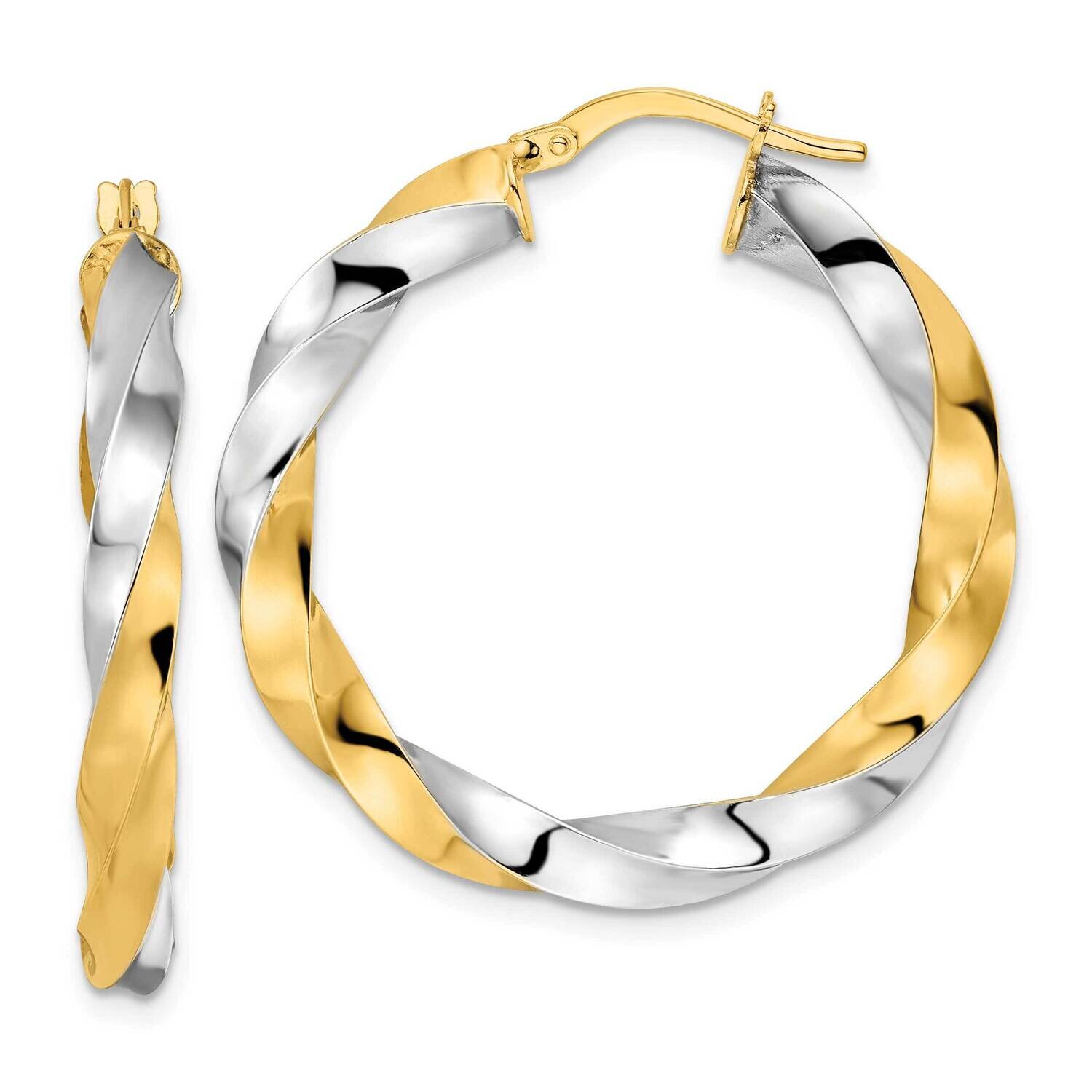 Rhodium Polished Twisted Hoop Earrings 14k Gold TF2110, MPN: TF2110, 883957989327