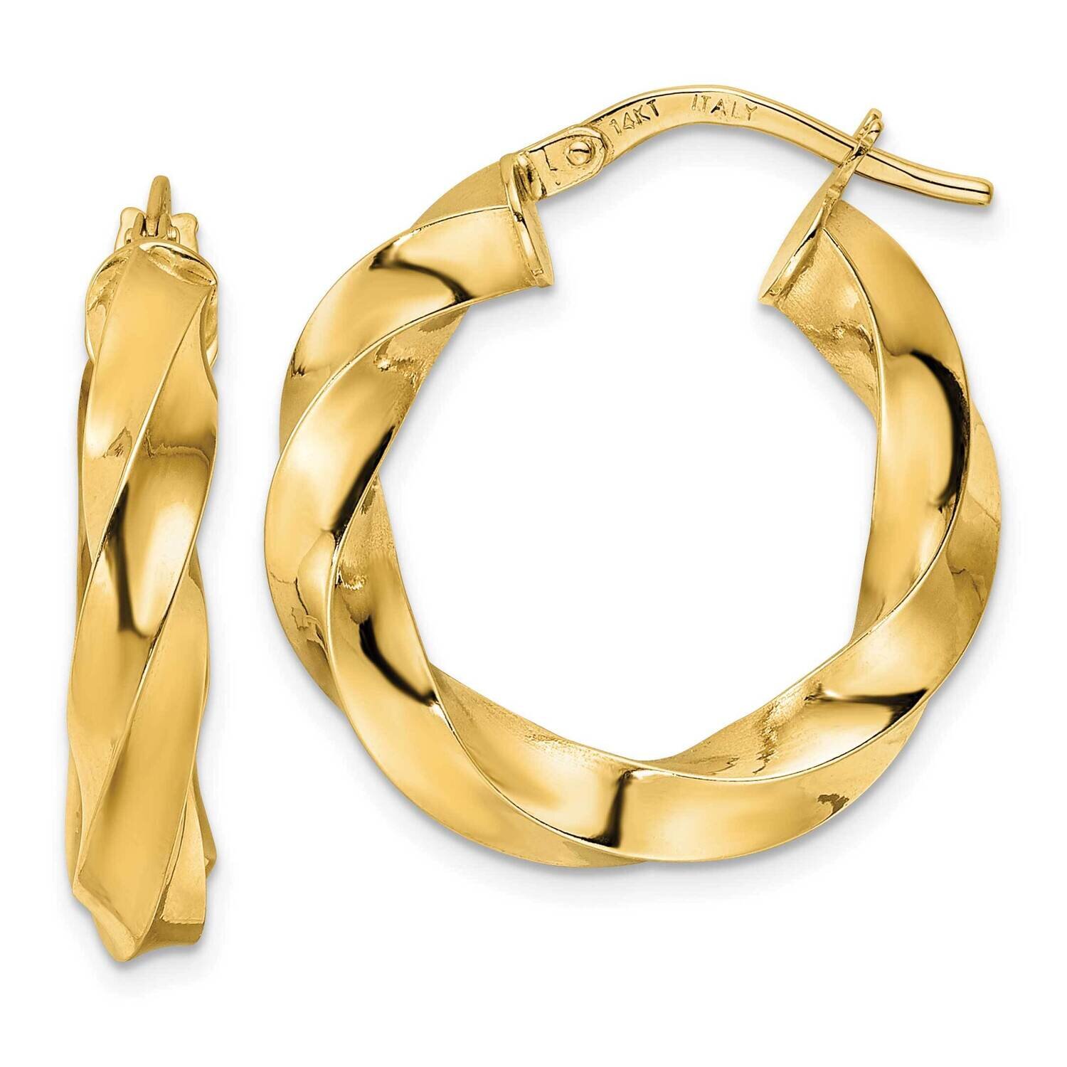 Twisted Hoop Earrings 14k Gold Polished TF2114