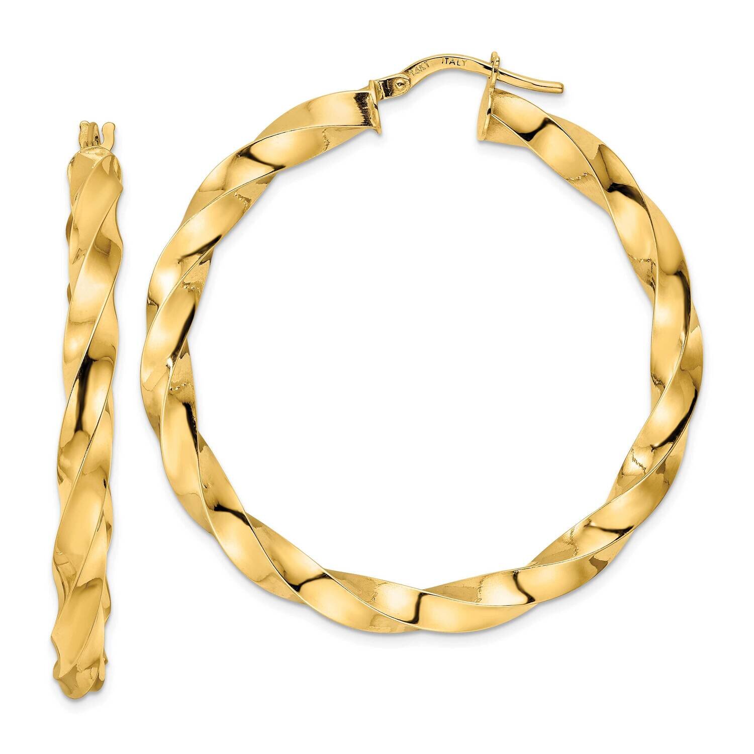 Twisted Hoop Earrings 14k Gold Polished TF2116