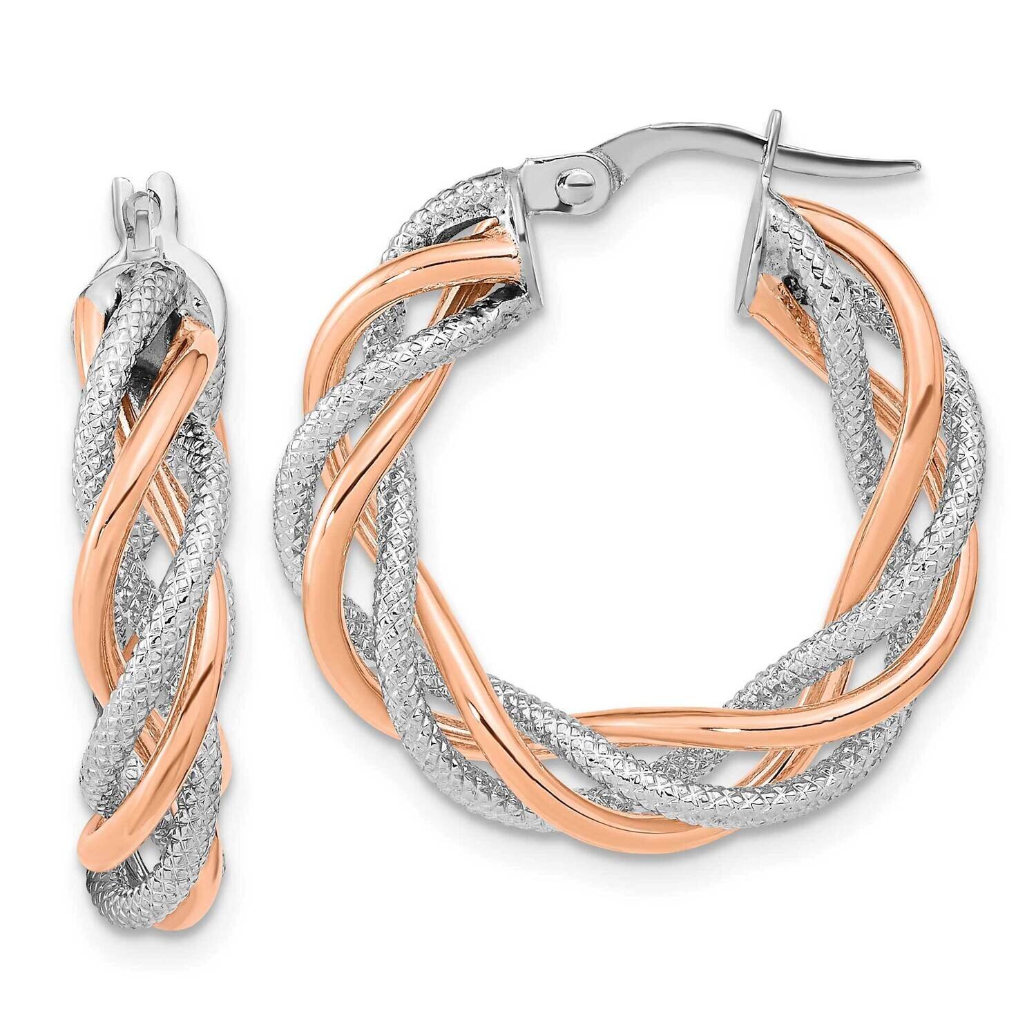 Rose Rhod 5x25mm Textured Twisted Hoop Earrings 14k White Gold TF2117RW, MPN: TF2117RW, 883957990071