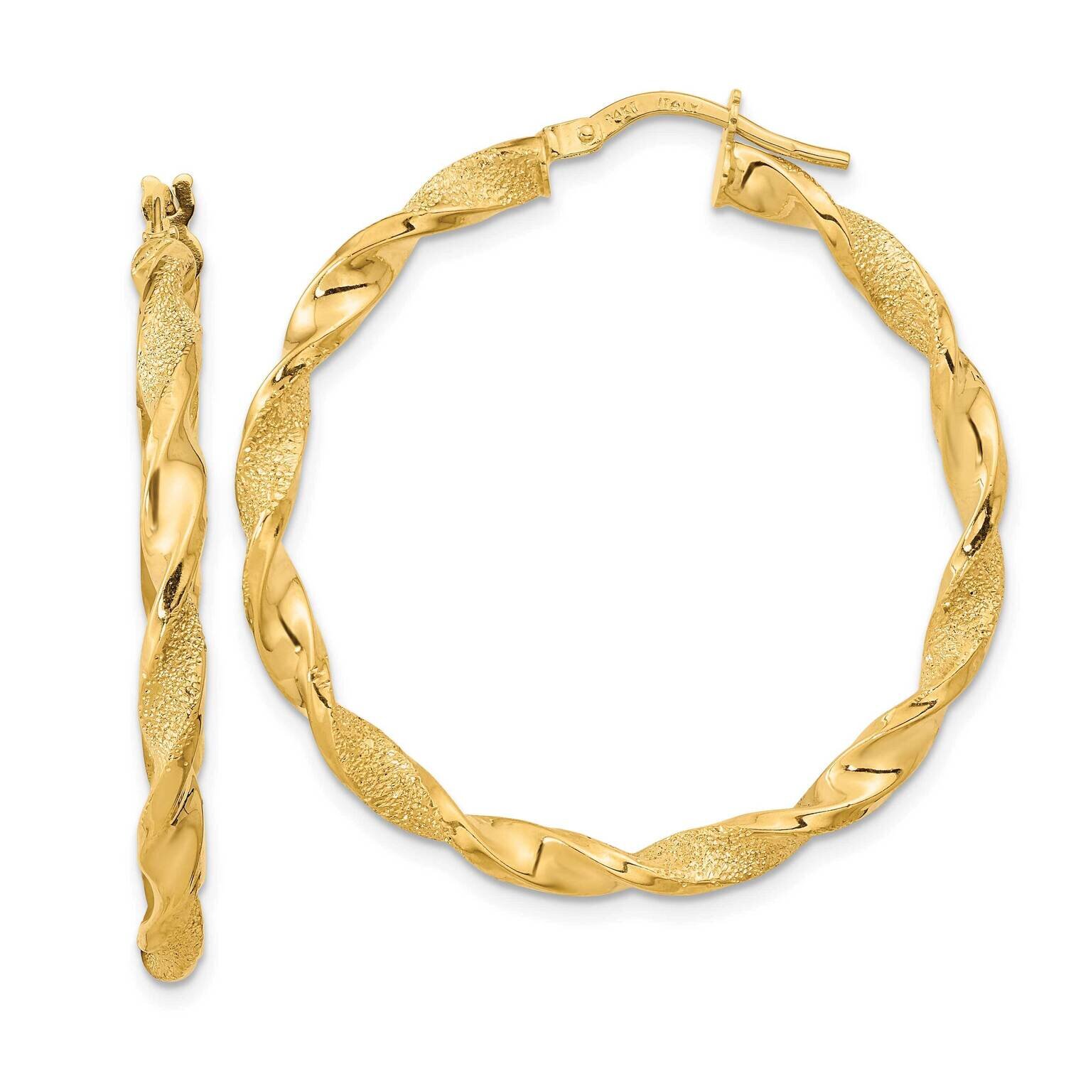 Textured Twisted Hoop Earrings 14k Gold Polished TF2123, MPN: TF2123, 883957990842