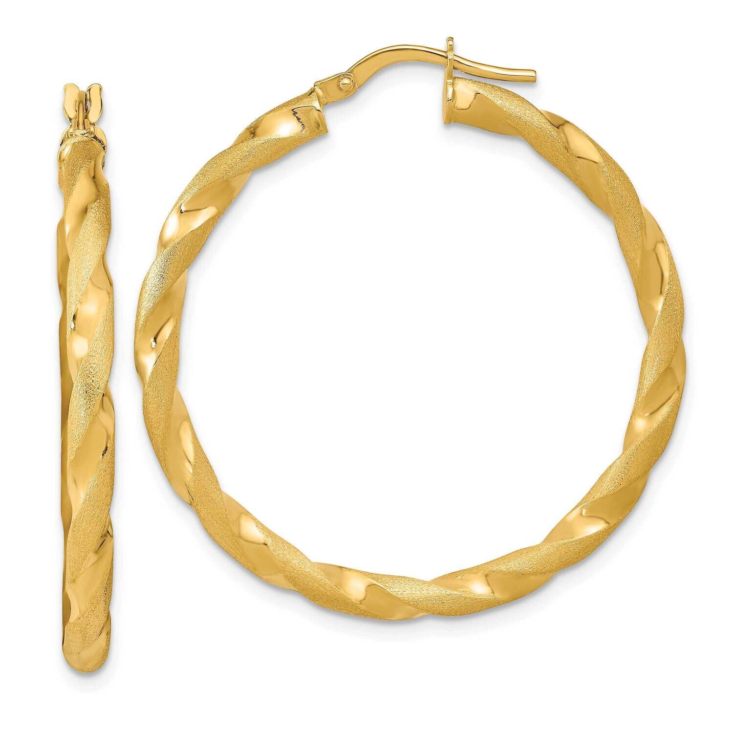 Satin Twisted Hoop Earrings 14k Gold Polished TF2136, MPN: TF2136, 883957992235