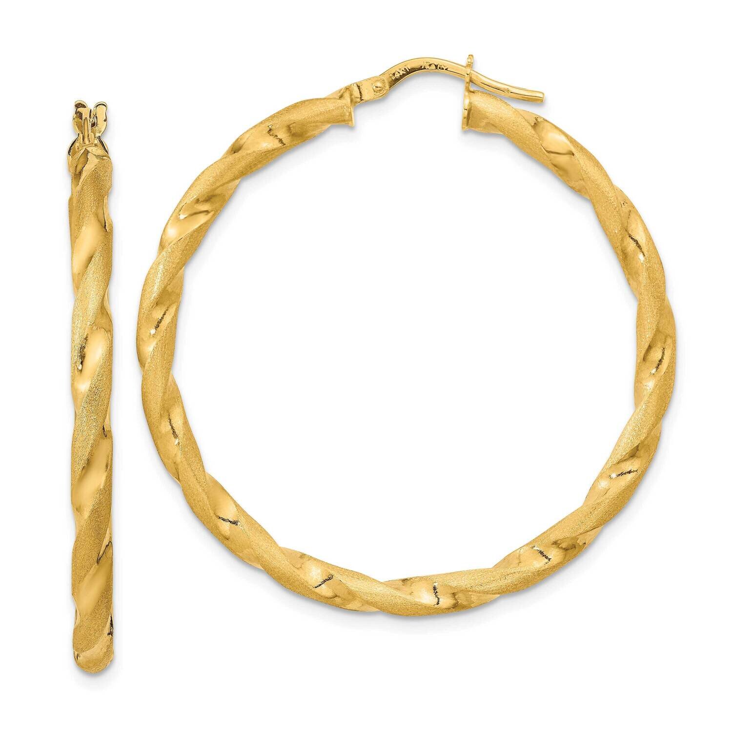 Satin Twisted Hoop Earrings 14k Gold Polished TF2137
