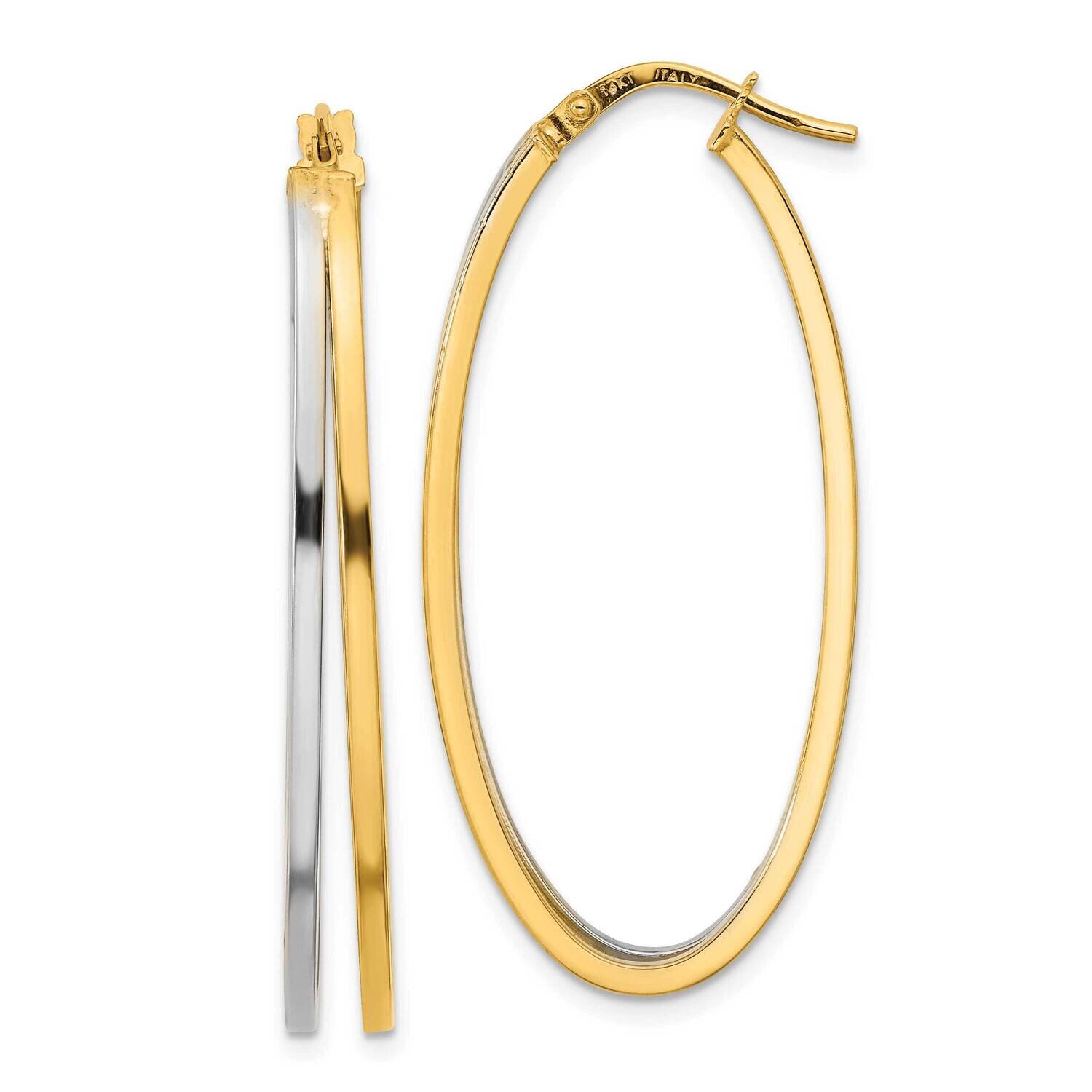 Oval Double Hoop Earrings 14k Two-Tone Gold Polished TF2146