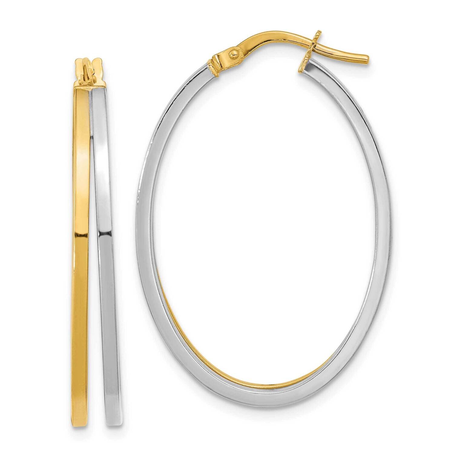 Oval Double Hoop Earrings 14k Two-Tone Gold Polished TF2148